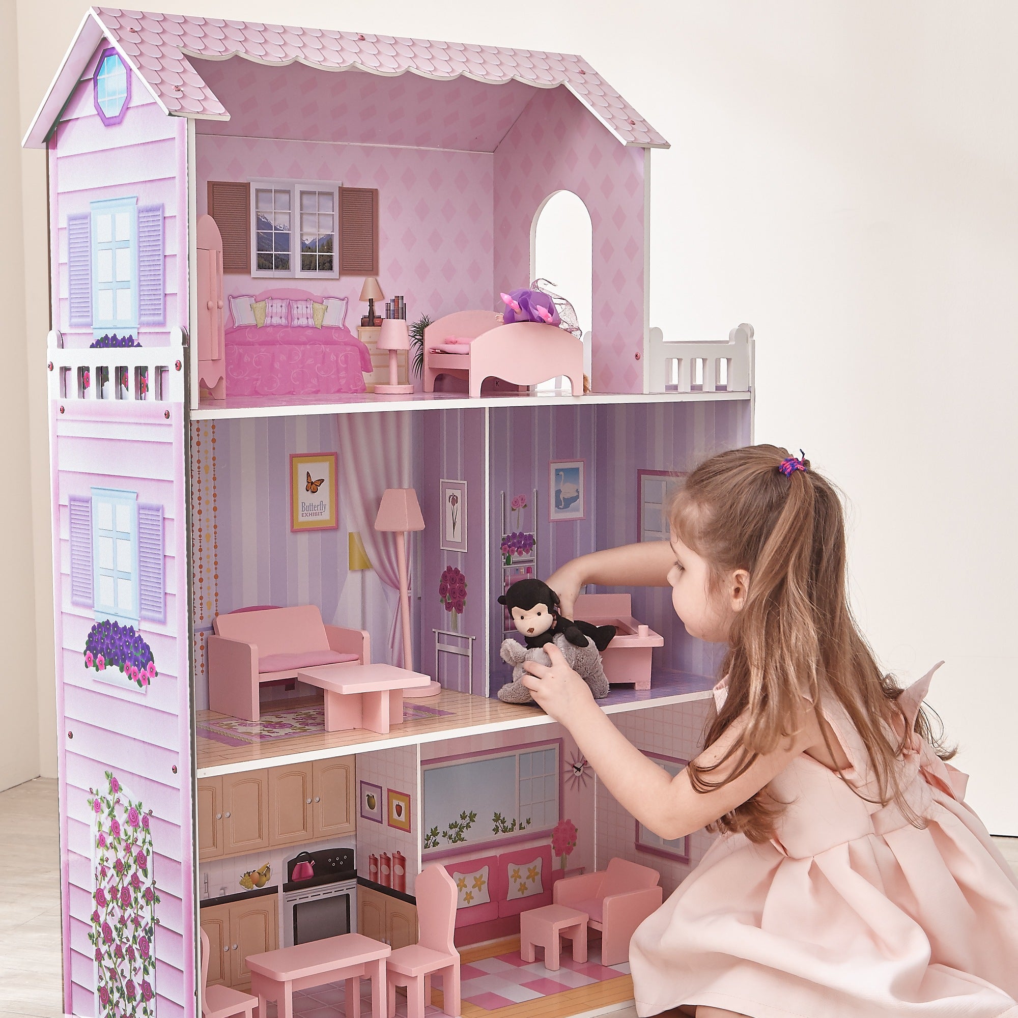 Olivia's Little World Dolls House Wooden Doll House & 13 Accessories KYD-10922A