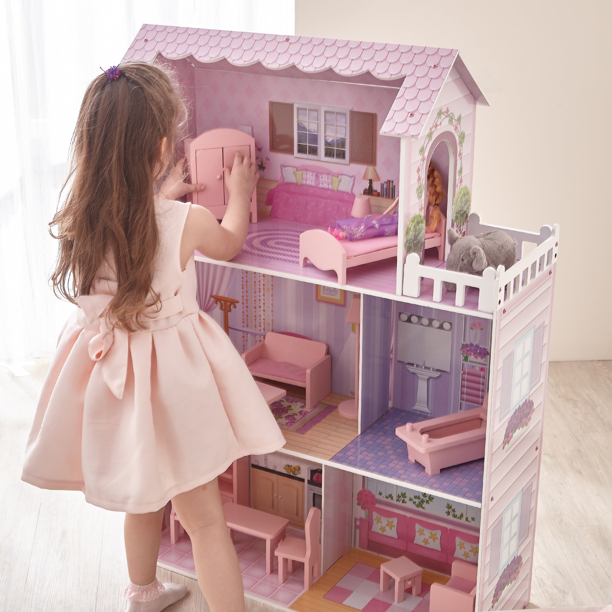 Olivia's Little World Dolls House Wooden Doll House & 13 Accessories KYD-10922A
