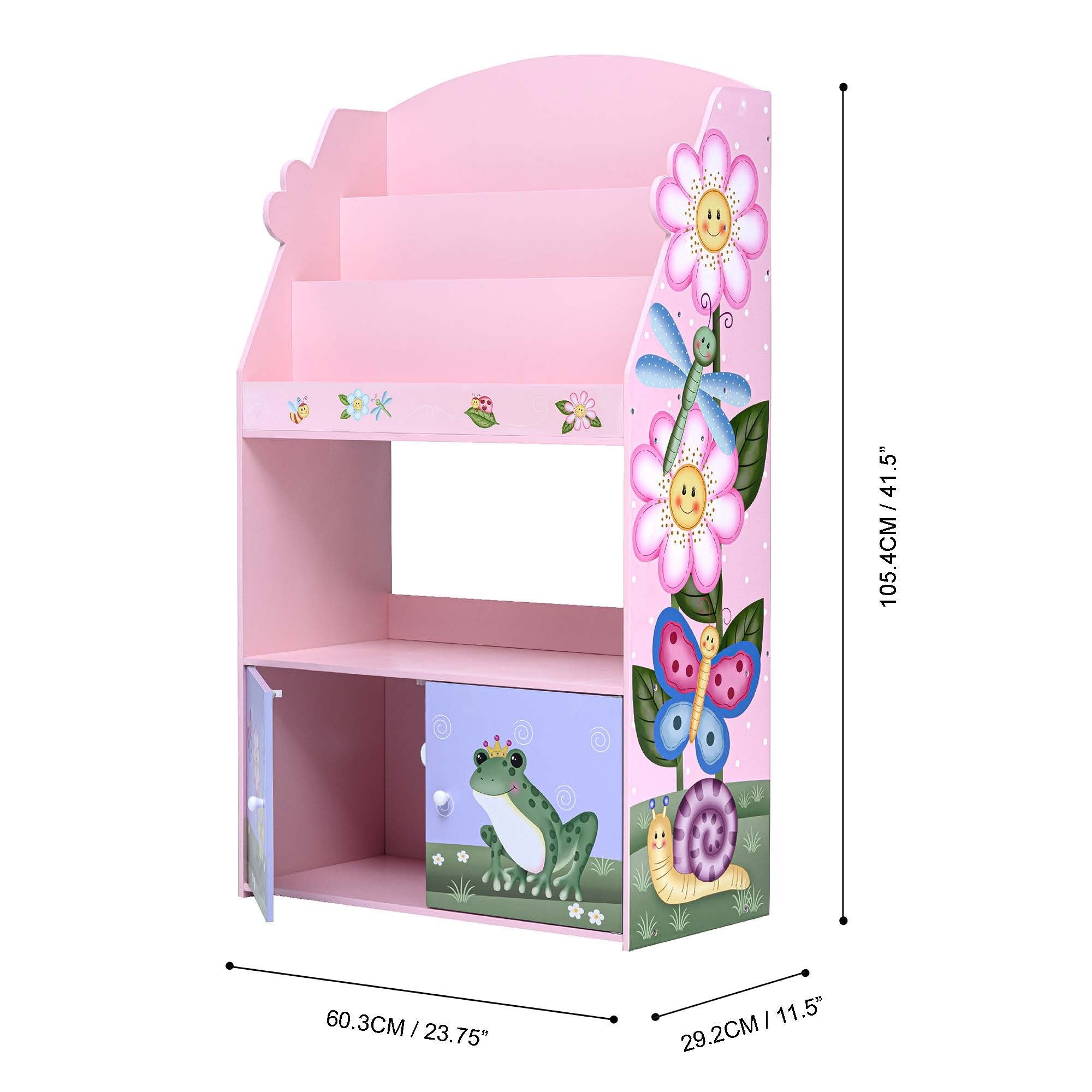 Fantasy Fields Kids Wooden Bookcase 3 Tier & Drawer Magic Garden TD-13394MG