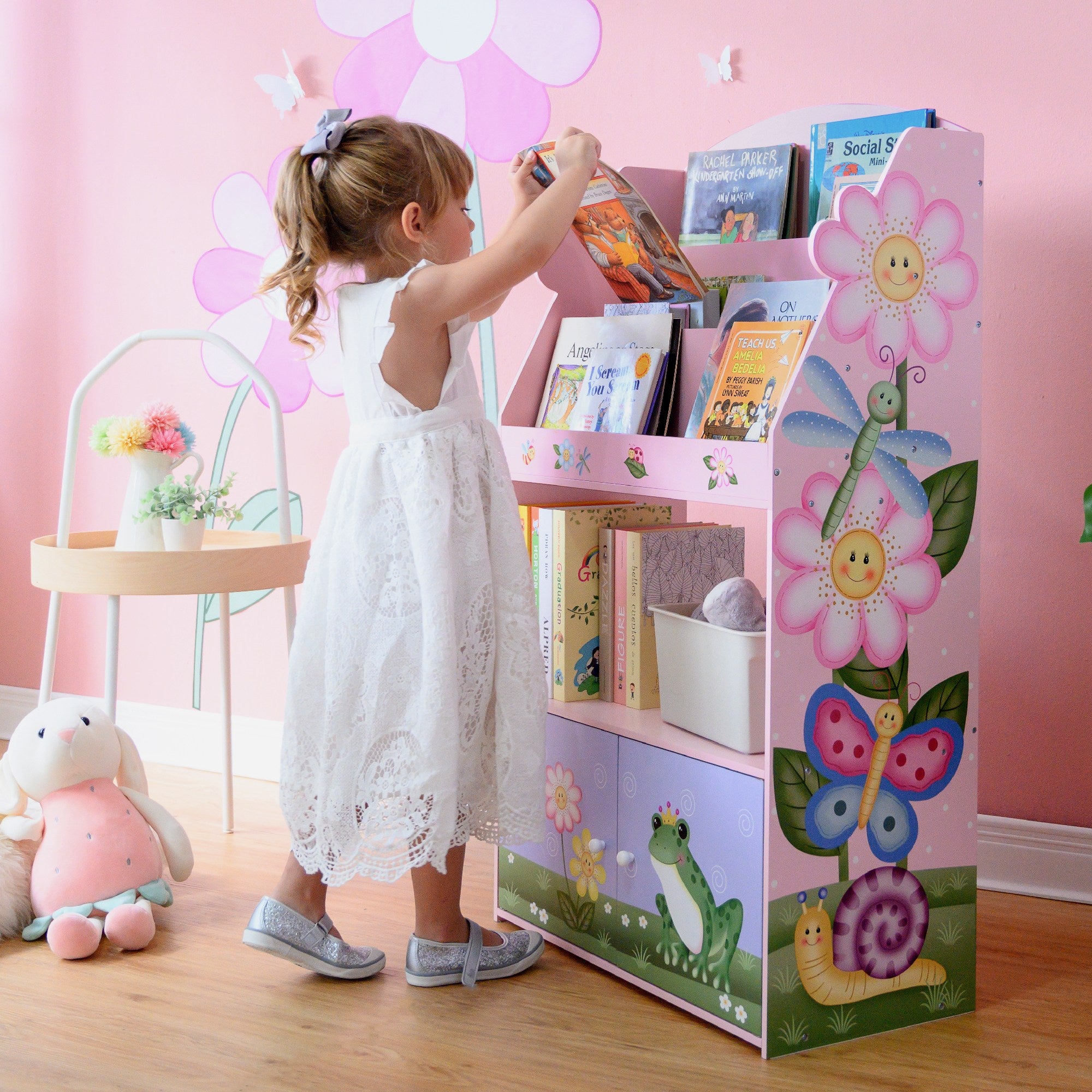 Fantasy Fields Kids Wooden Bookcase 3 Tier & Drawer Magic Garden TD-13394MG