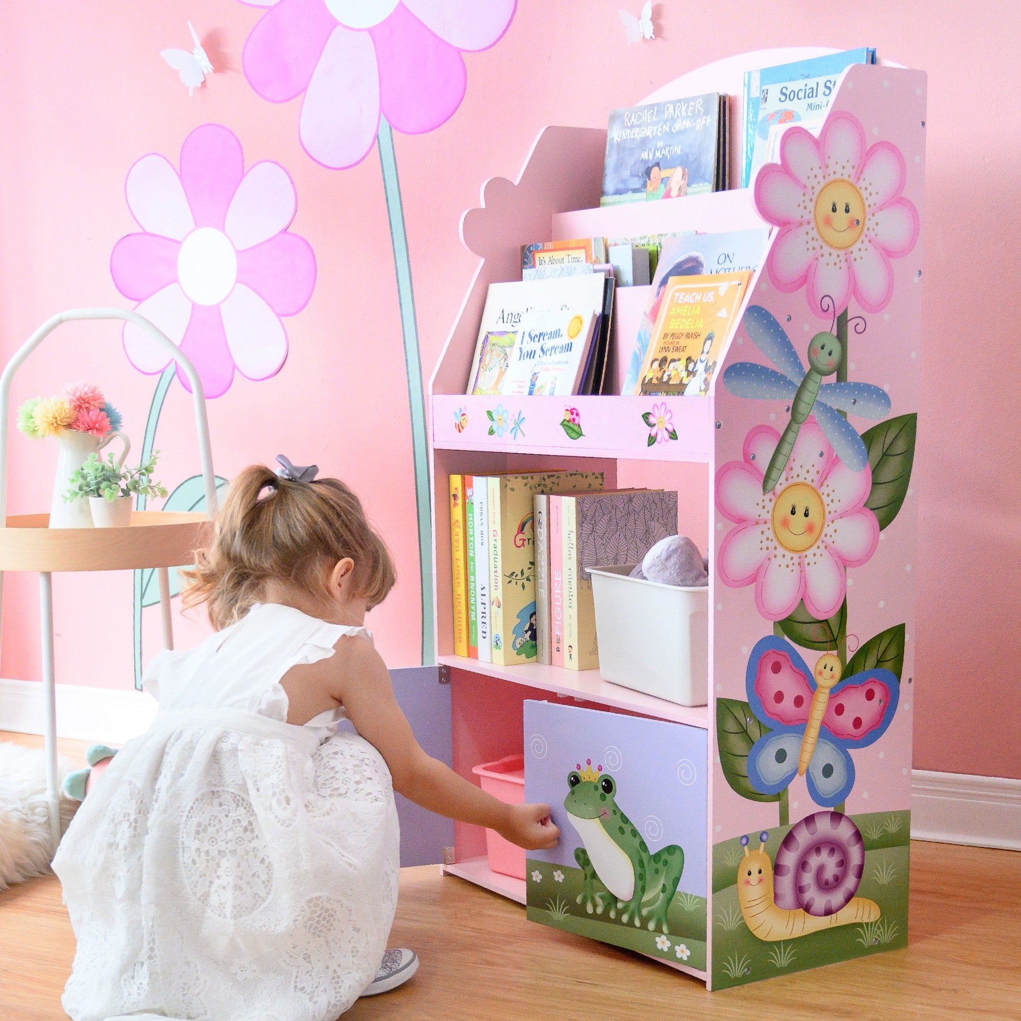 Fantasy Fields Kids Wooden Bookcase 3 Tier & Drawer Magic Garden TD-13394MG