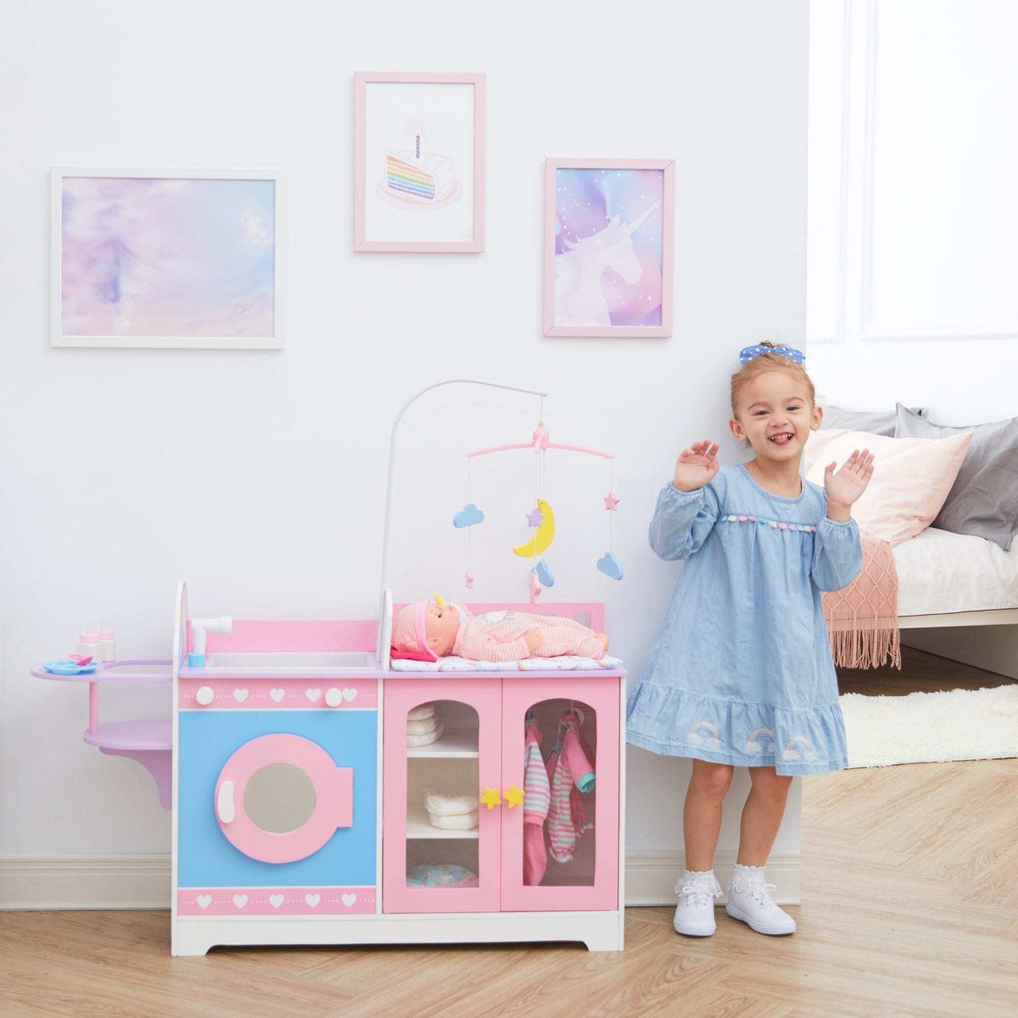 Olivia's Little World 6-in-1 Doll Changing Station Nursery & 6 Accessories