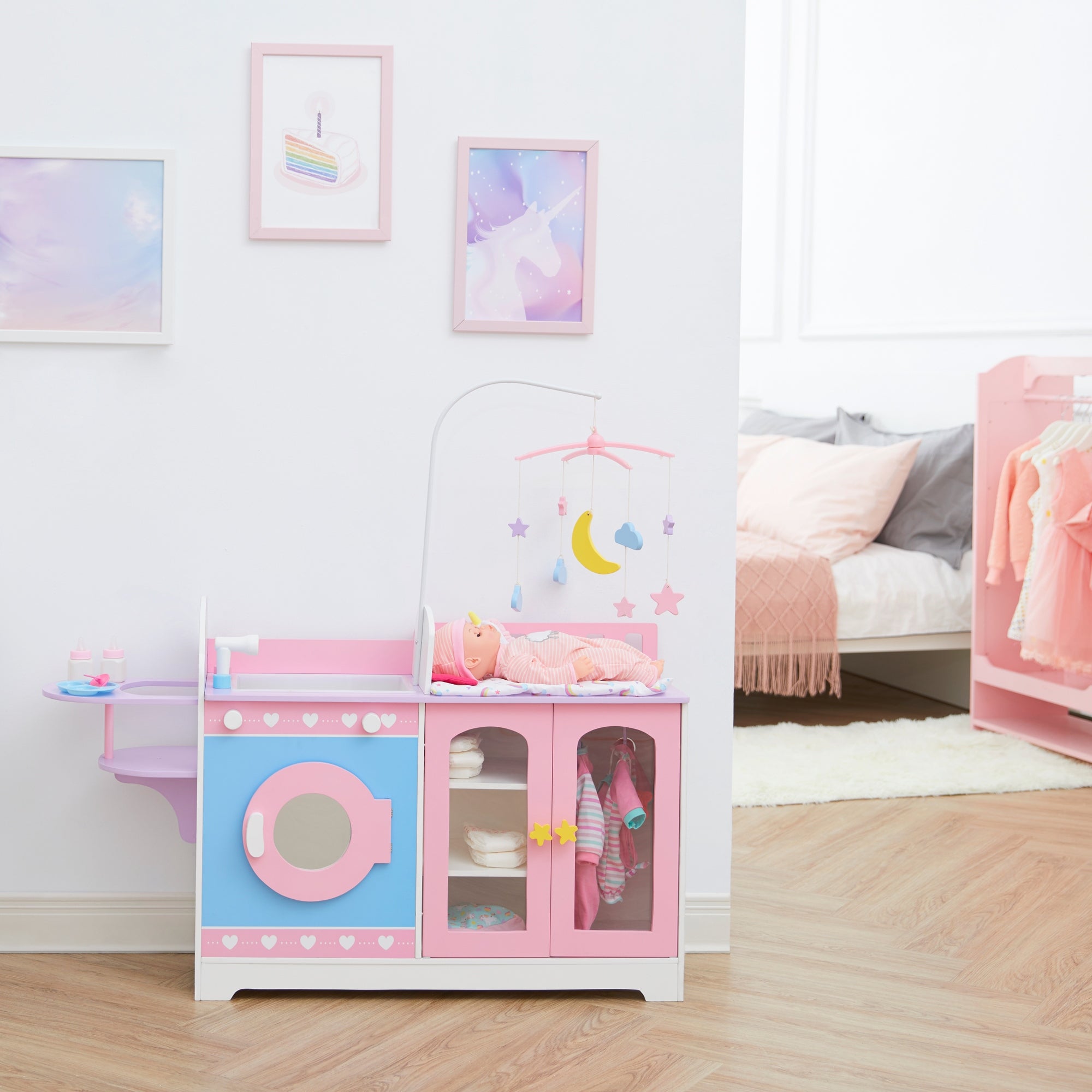 Olivia's Little World 6-in-1 Doll Changing Station Nursery & 6 Accessories