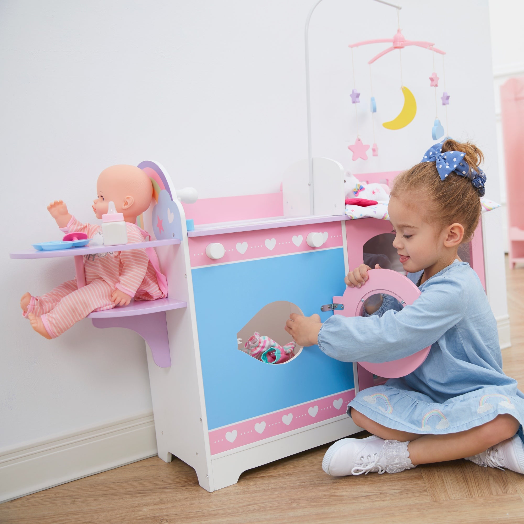 Olivia's Little World 6-in-1 Doll Changing Station Nursery & 6 Accessories