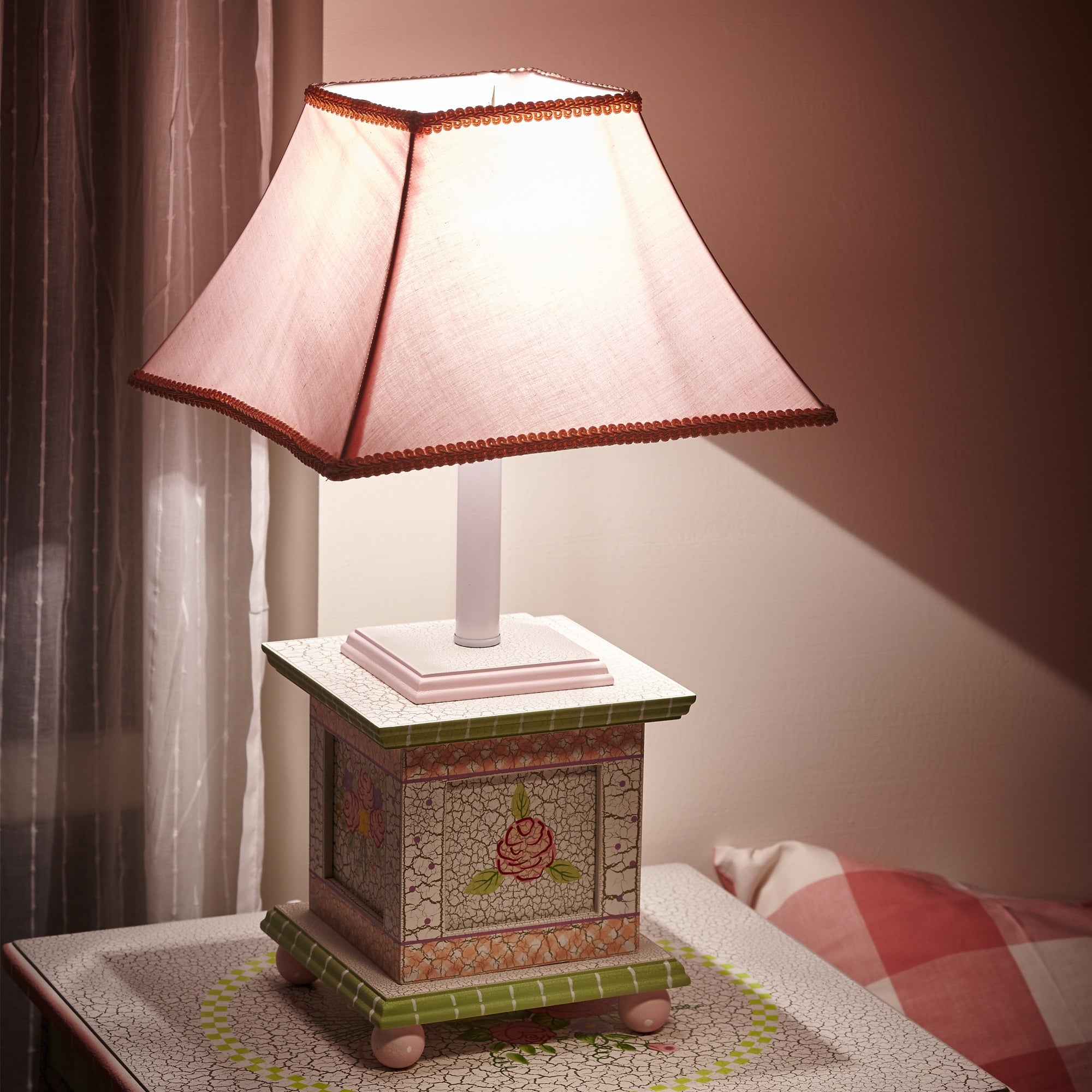 Fantasy Fields Childrens Crackled Rose Bedside Night Light Table Lamp W-5069GT