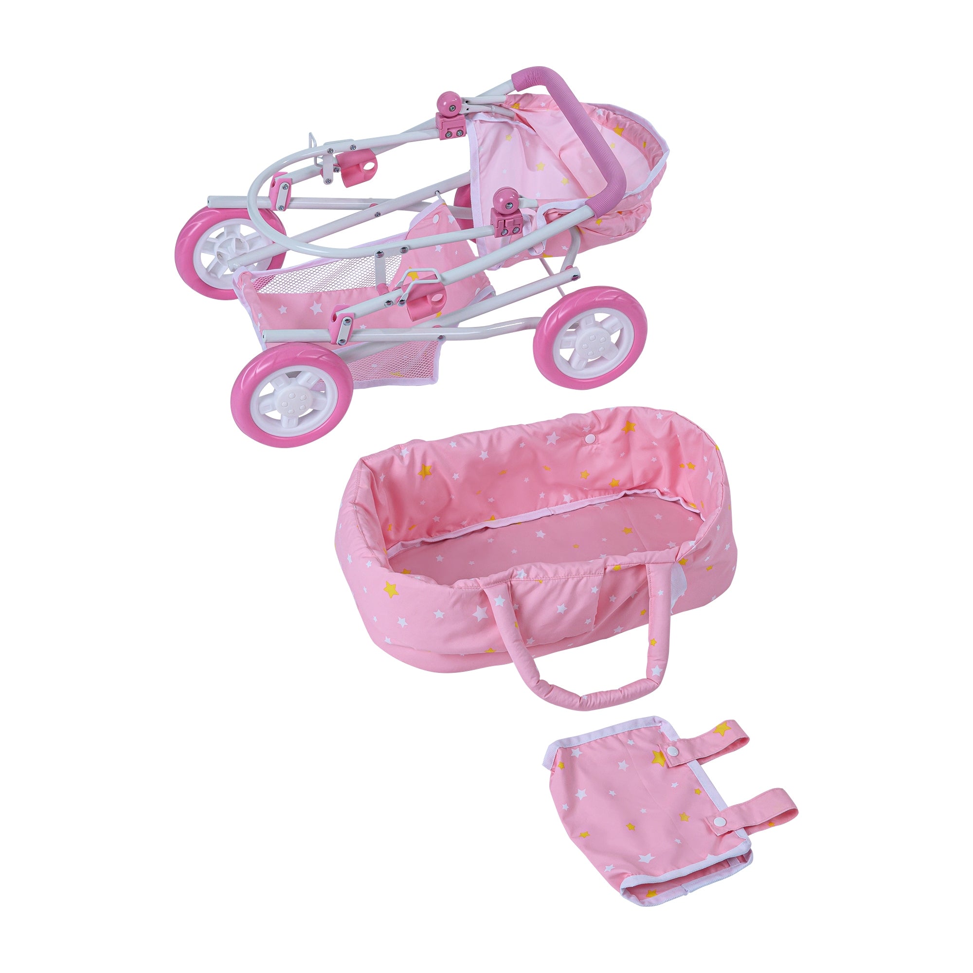 Olivia's Little World Twinkle Stars Deluxe Baby Doll Stroller Pram Pink OL-00011