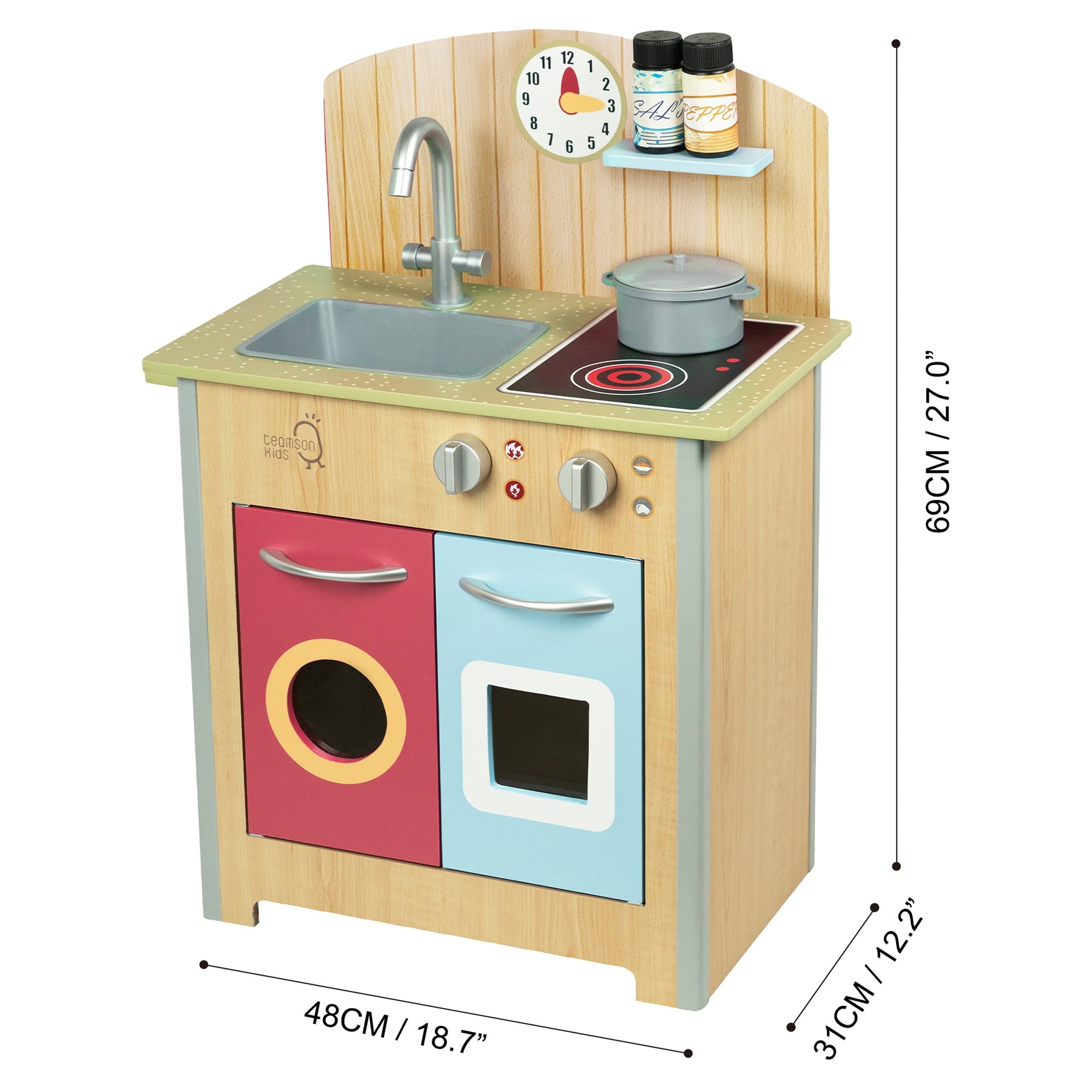 Porto Small Interactive Wooden Kitchen Playset & 4 Accessories