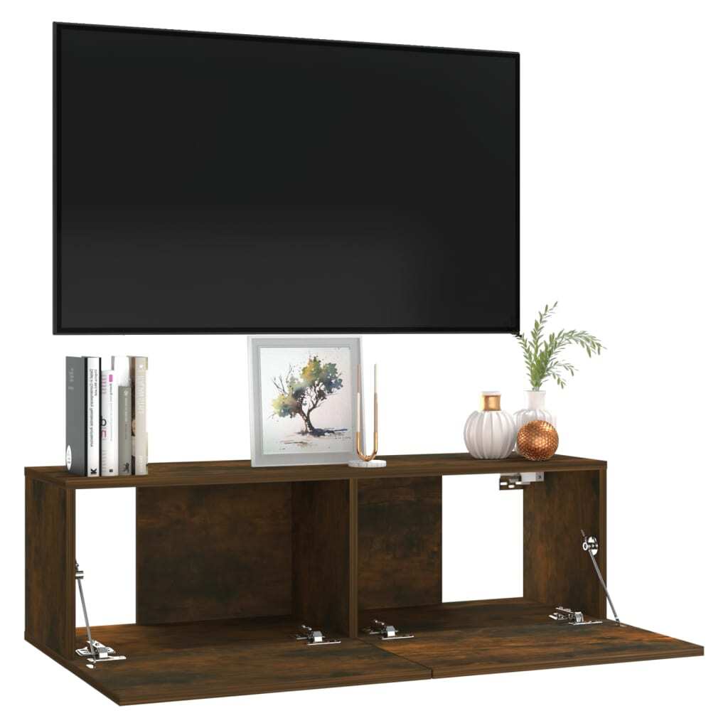 TV Wall Cabinet Smoked Oak 100x30x30 cm Engineered Wood