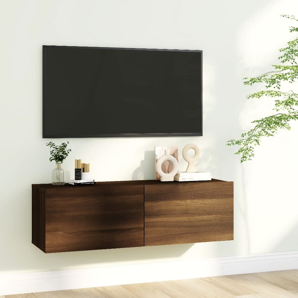 TV Wall Cabinet Brown Oak 100x30x30 cm Engineered Wood
