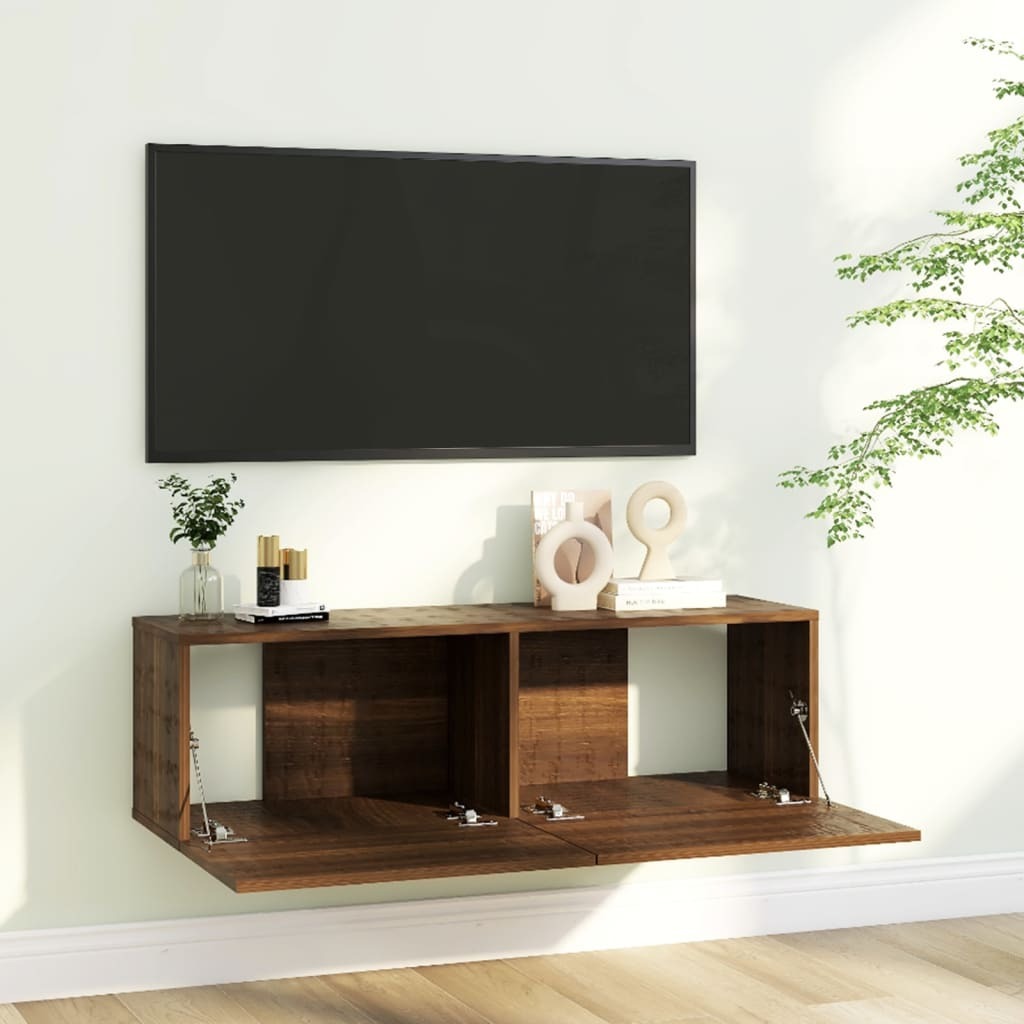 TV Wall Cabinet Brown Oak 100x30x30 cm Engineered Wood