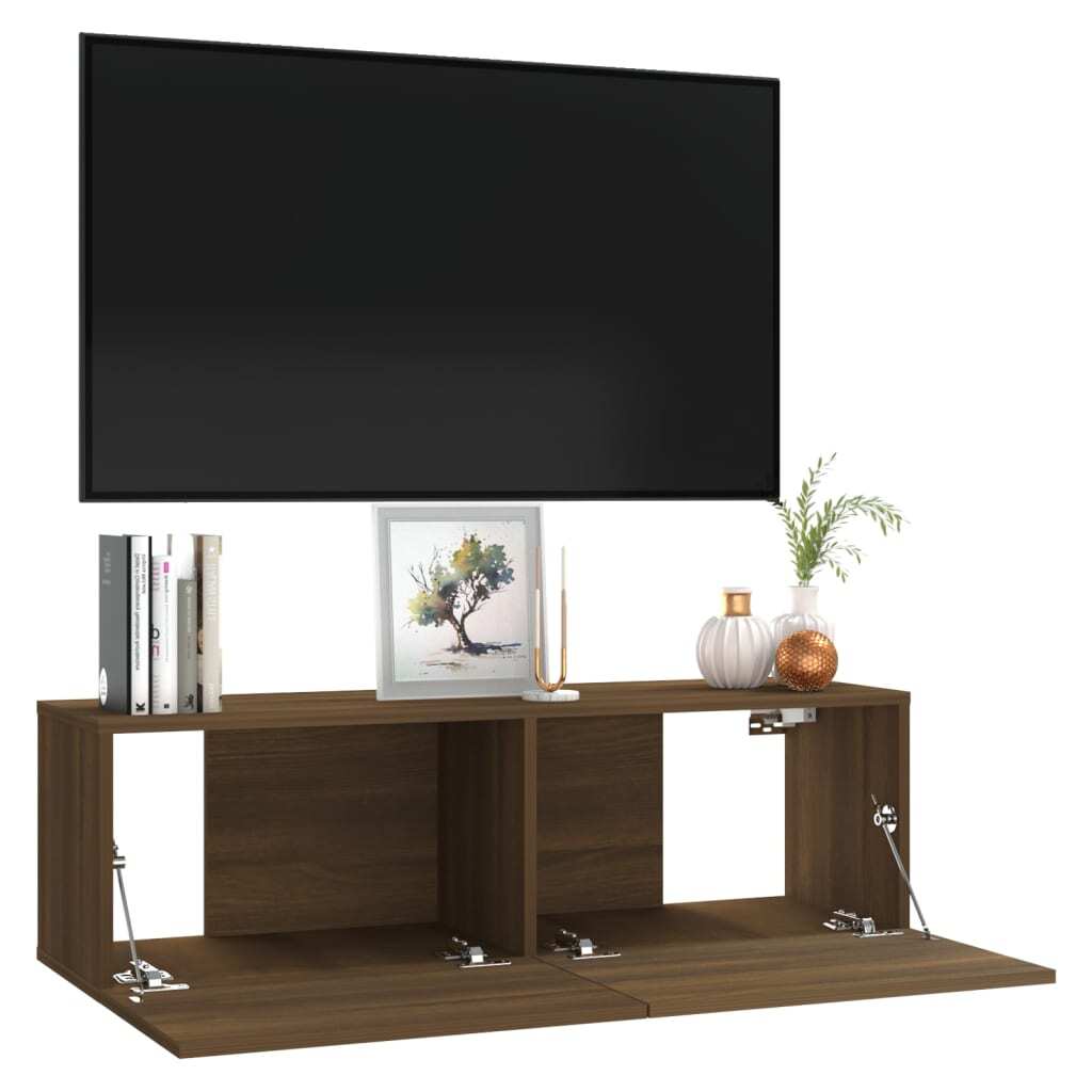 TV Wall Cabinet Brown Oak 100x30x30 cm Engineered Wood