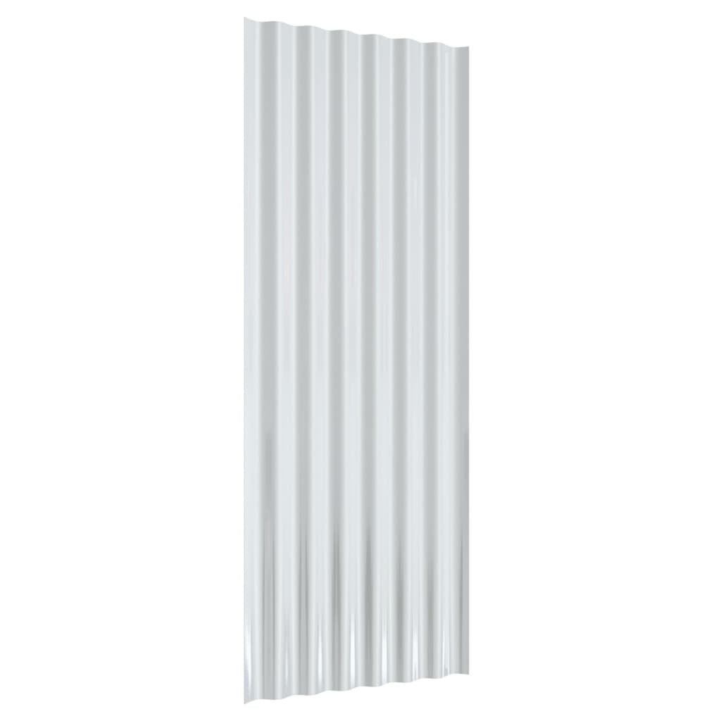 Roof Panels 12 pcs Powder-coated Steel Silver 100x36 cm