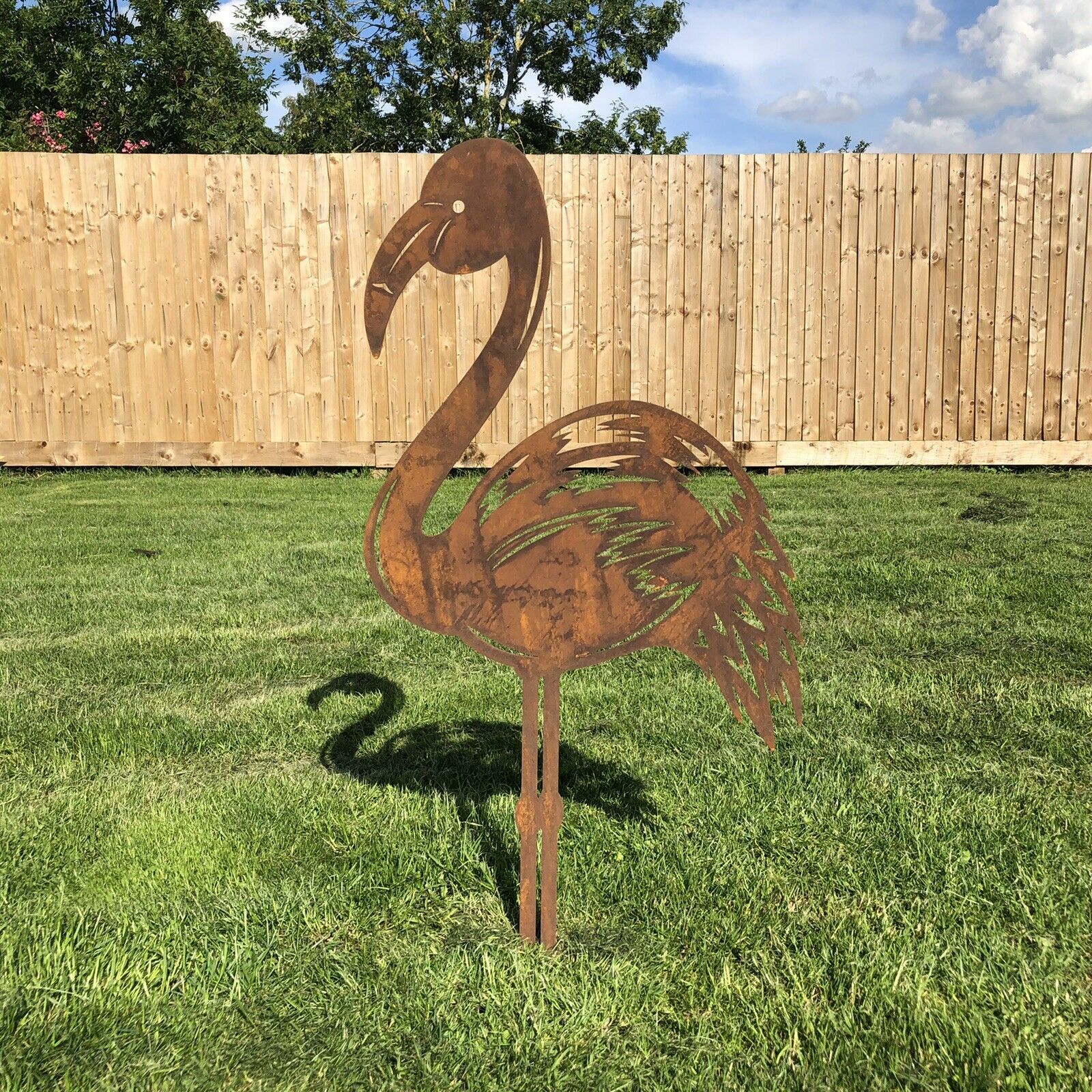 Metal FLAMINGO Garden decoration lawn feature ornament statue