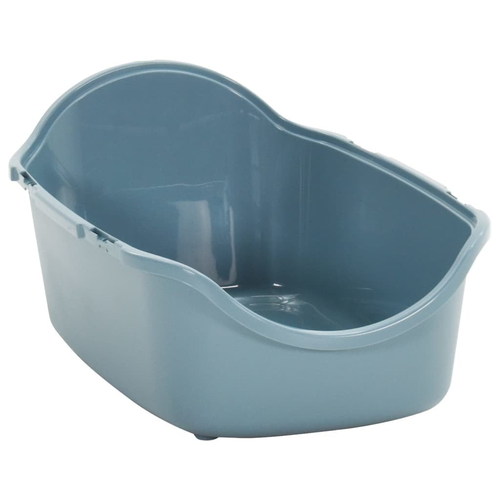 Cat Litter Tray with Cover White and Blue 56x40x40 cm PP