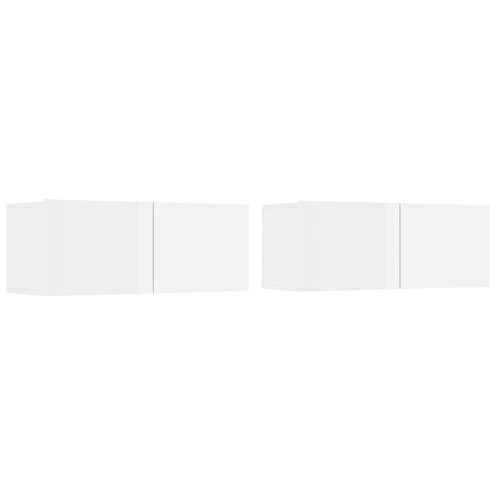 TV Cabinets 2 pcs High Gloss White 80x30x30 cm Engineered Wood