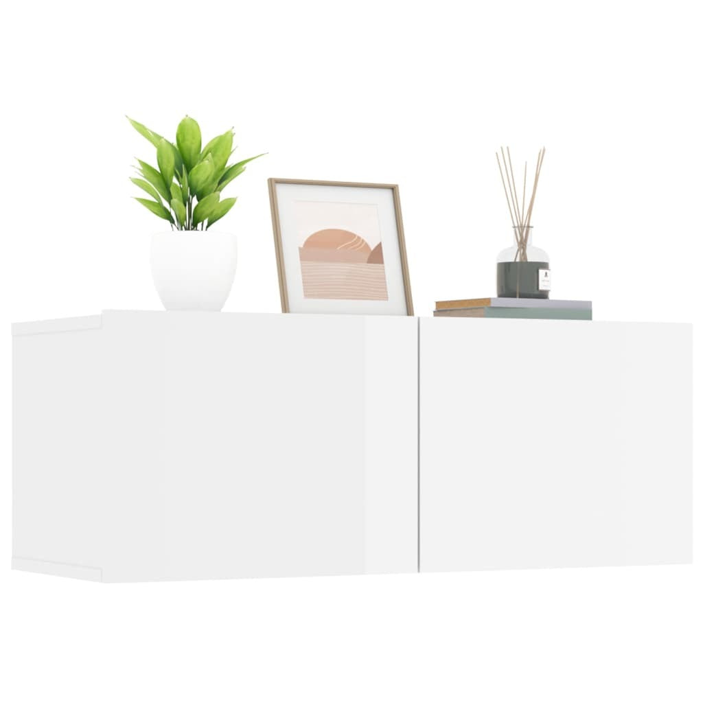 TV Cabinets 2 pcs High Gloss White 80x30x30 cm Engineered Wood