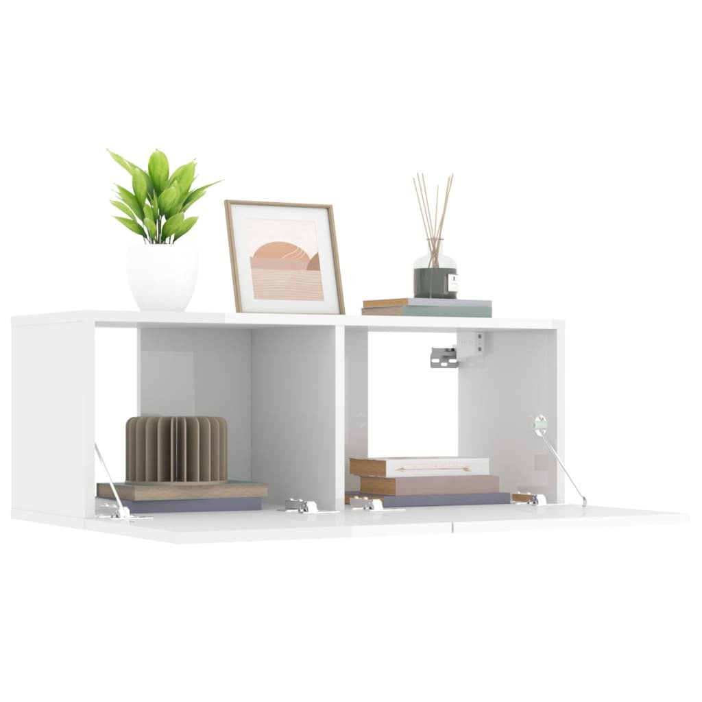 TV Cabinets 2 pcs High Gloss White 80x30x30 cm Engineered Wood