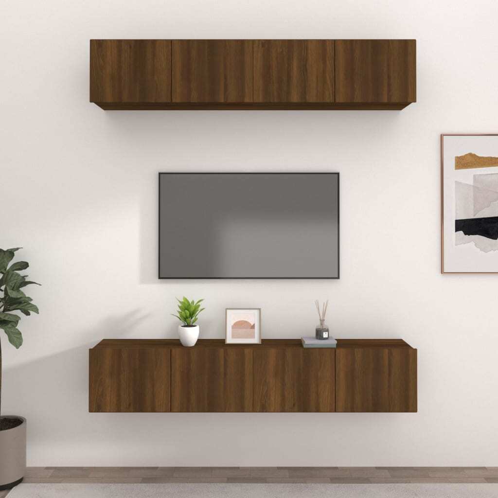 TV Cabinets 4 pcs Brown Oak 80x30x30 cm Engineered Wood