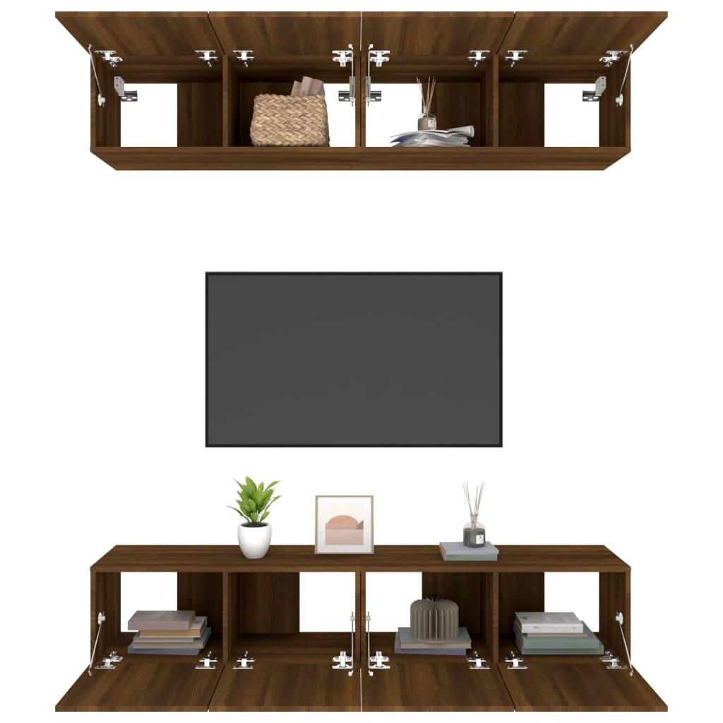 TV Cabinets 4 pcs Brown Oak 80x30x30 cm Engineered Wood