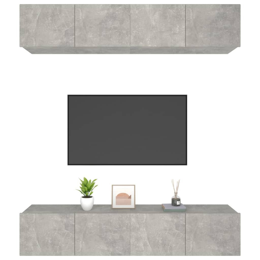TV Cabinets 4 pcs Concrete Grey 80x30x30 cm Engineered Wood