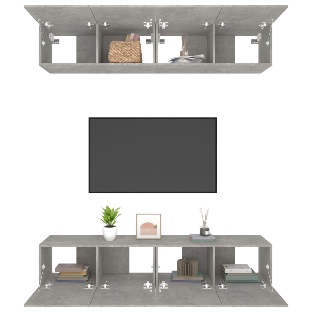 TV Cabinets 4 pcs Concrete Grey 80x30x30 cm Engineered Wood