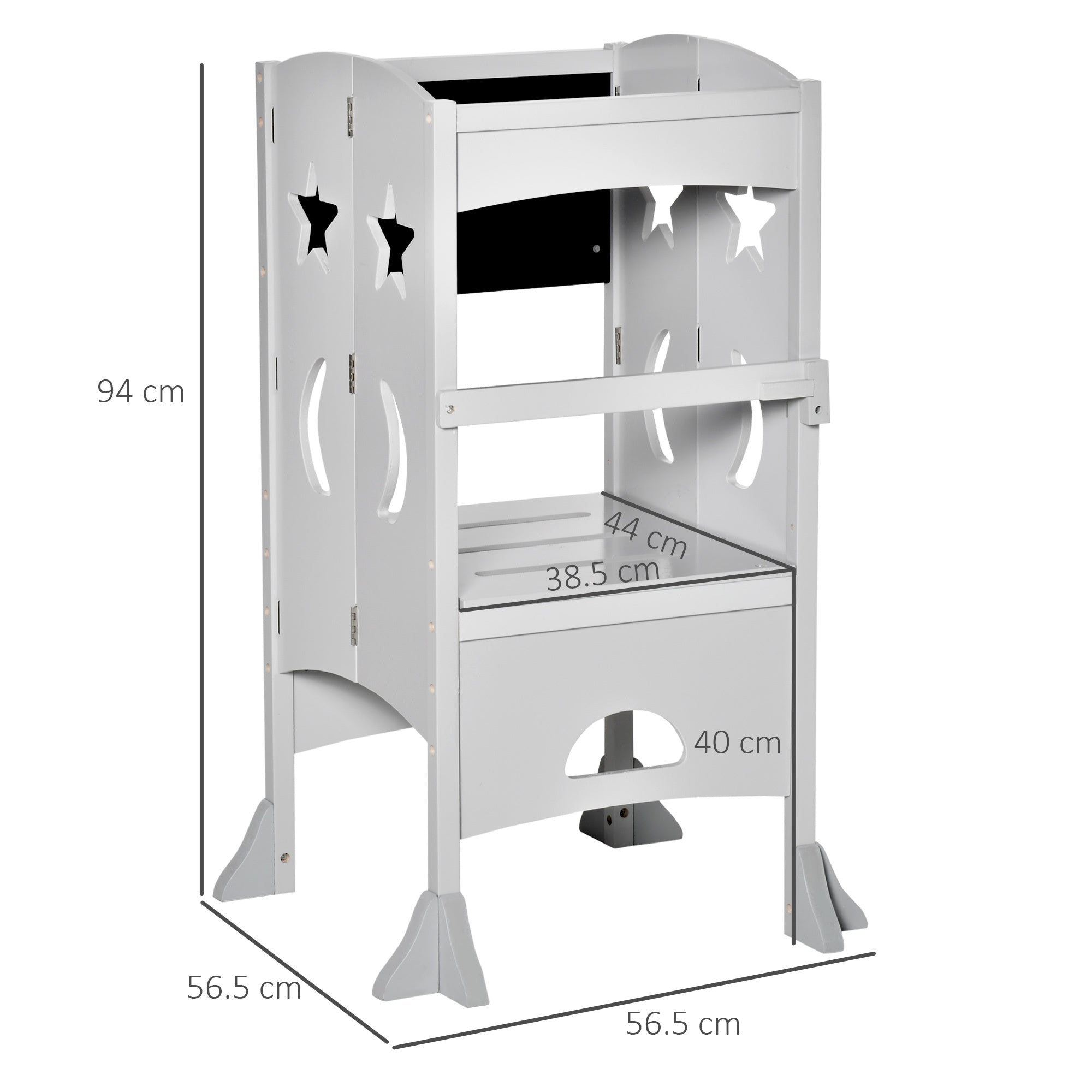 Kids Step Stool Toddler Kitchen Stool with Blackboard Lockable Handrail