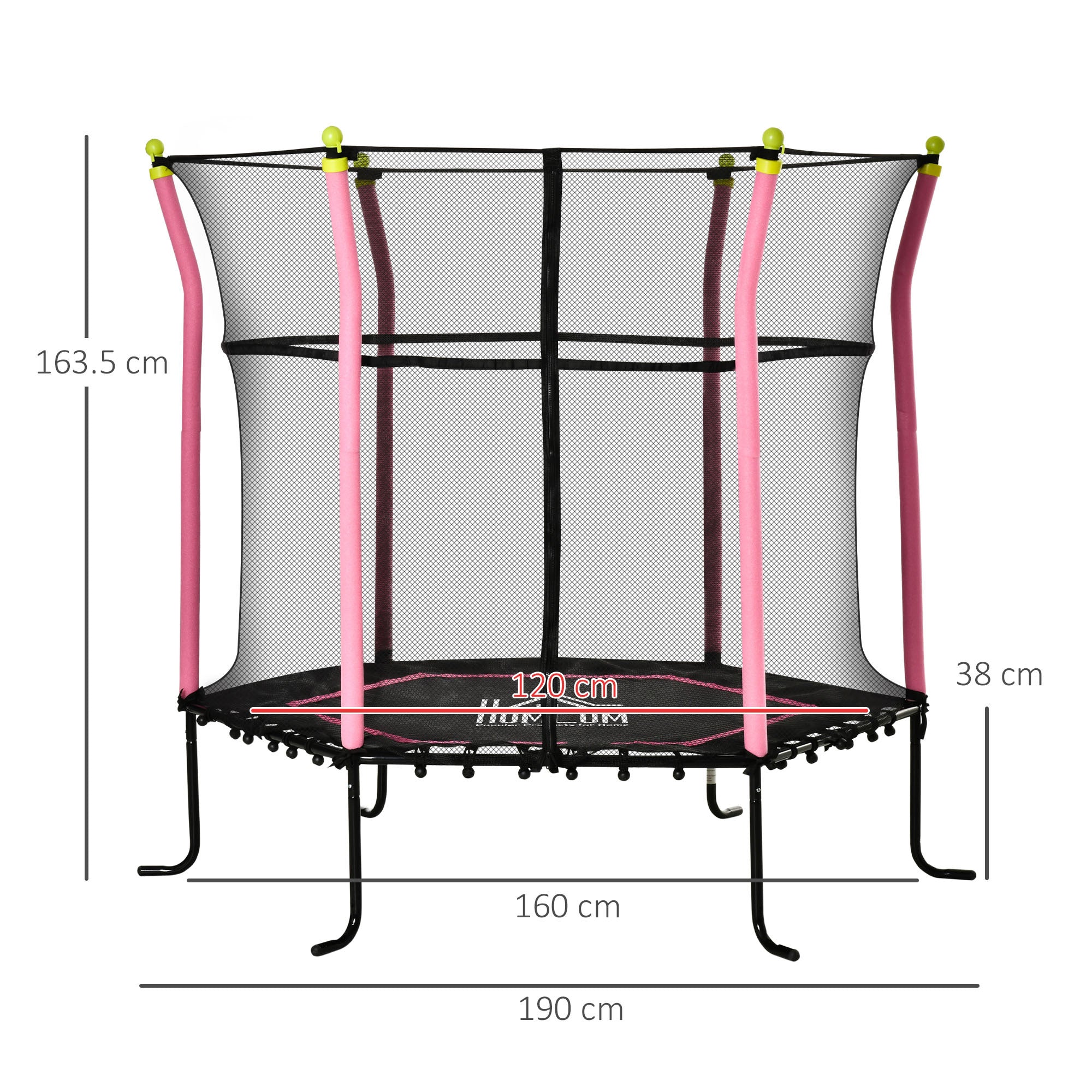 5.2FT Kids Trampoline With Enclosure Indoor Outdoor for 3-10 Years Pink