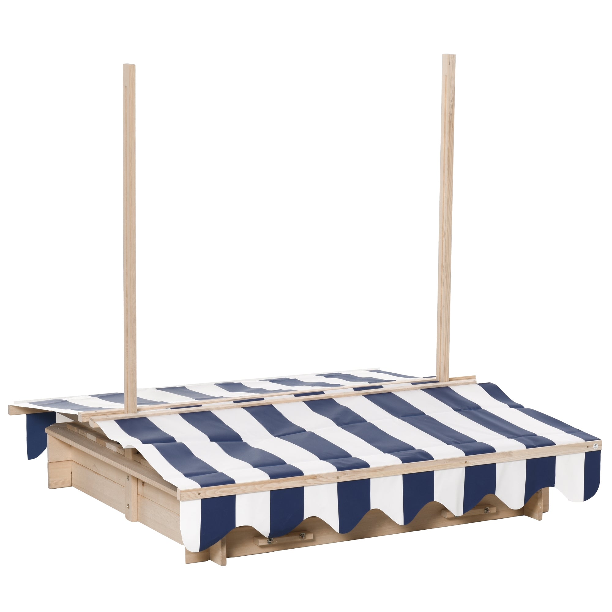 Kids Square Wooden Sandpit Children Cabana Sandbox Outdoor Playset
