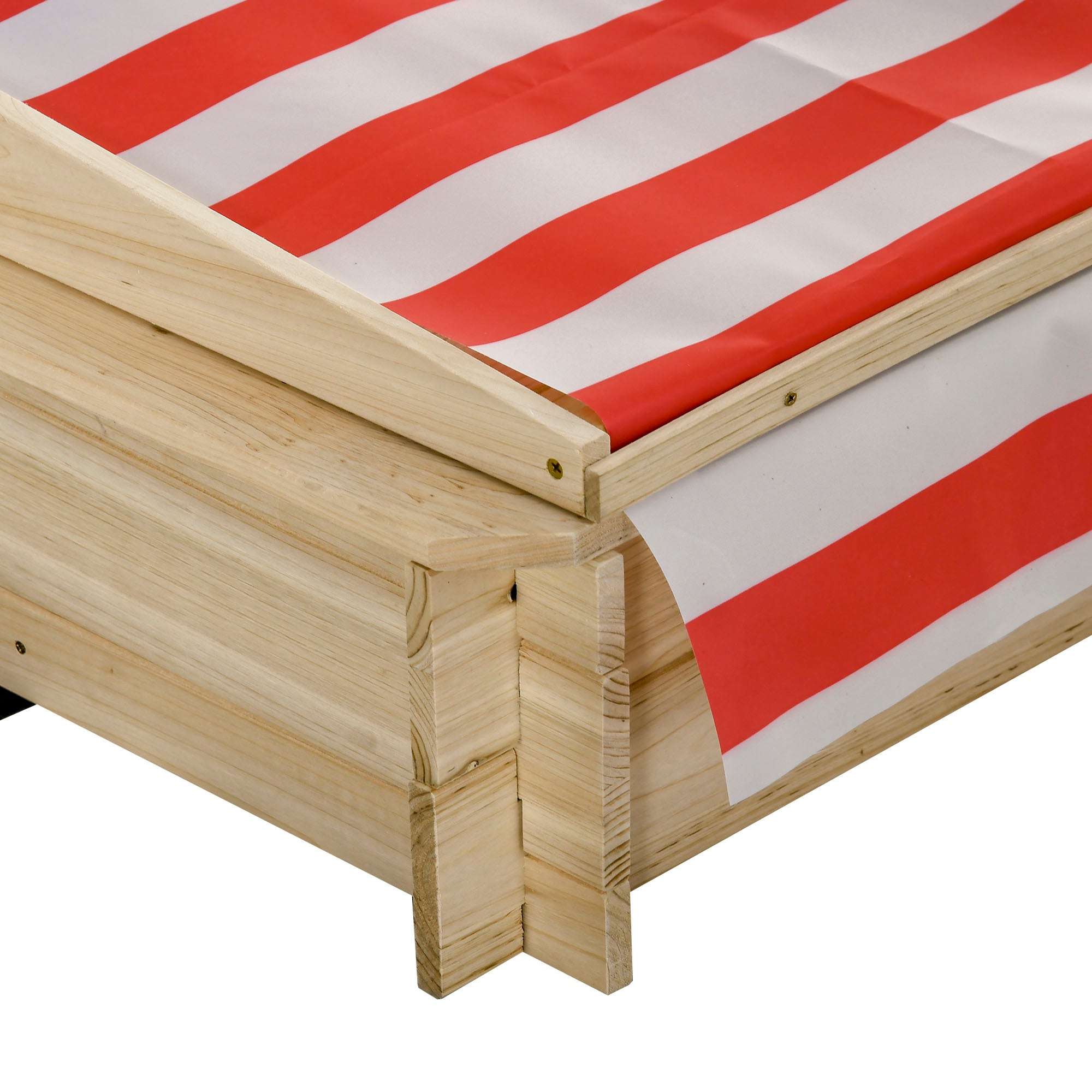 Kids Wooden Sand Pit Children Sandbox w/ Adjustable Canopy Shade Outsunny