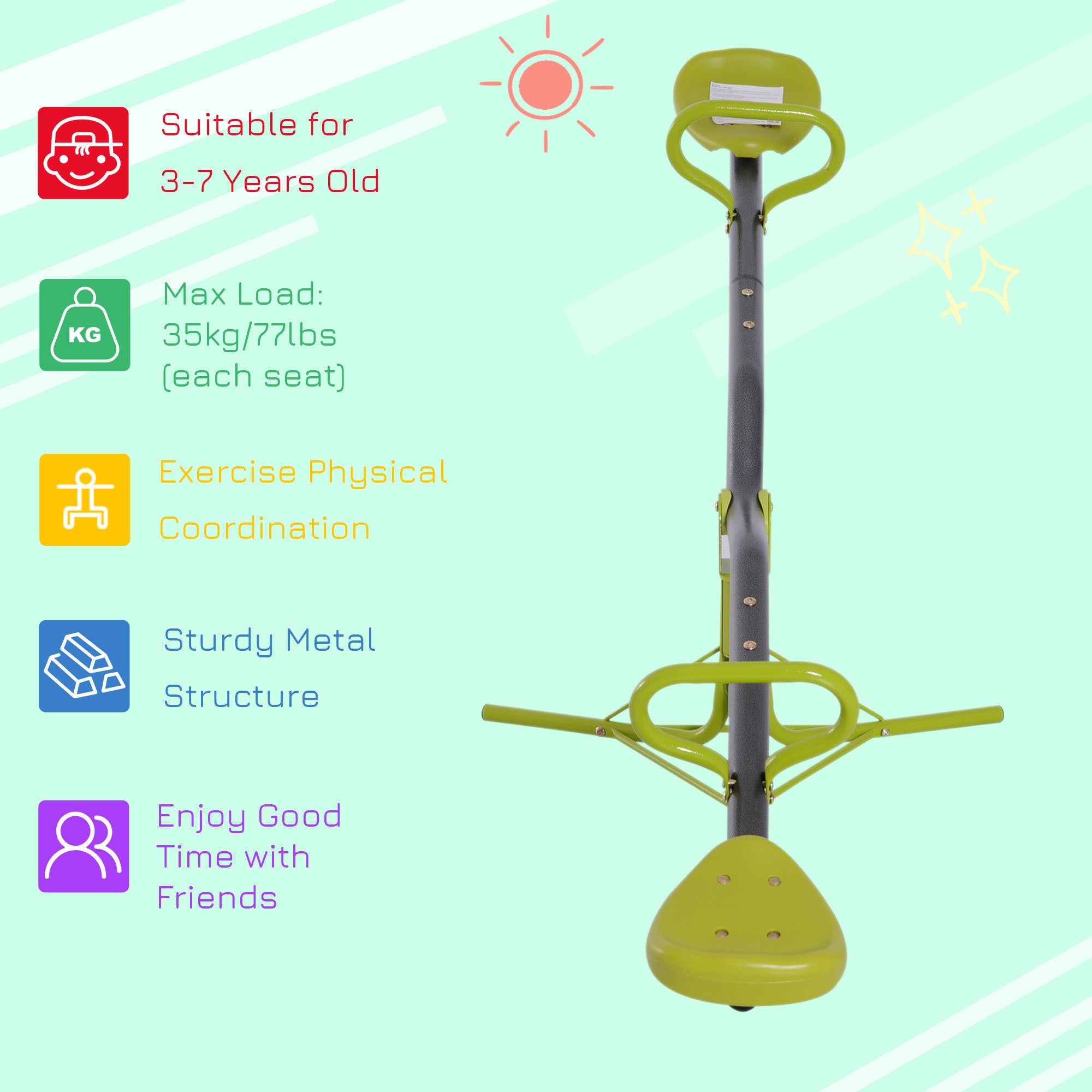 Kids Seesaw Swivel Teeter Totter 360?? Rotation Playground for 3-7 Years