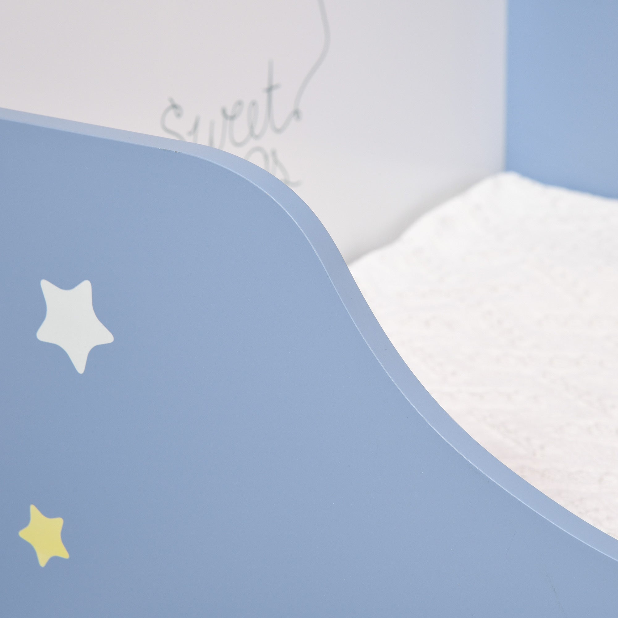 Kids Star Balloon Single Bed Frame Guardrails Slats Bedroom Furniture HOMCOM