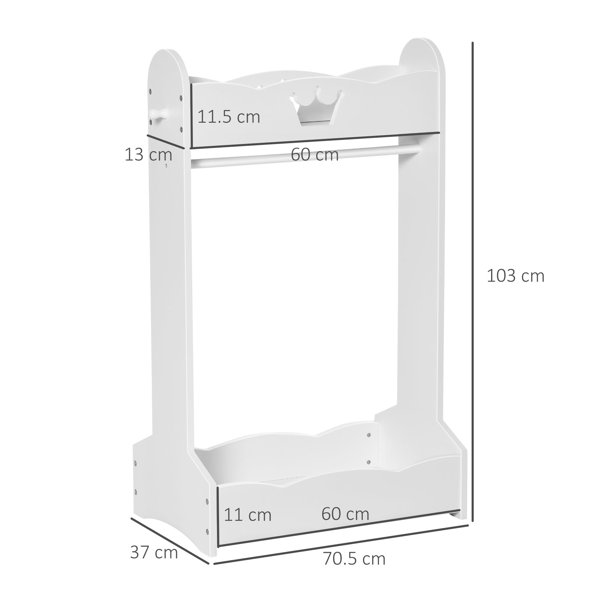 Kids Wood Clothes Rack with Storage Shelves Hall Tree for 3-8 Years HOMCOM
