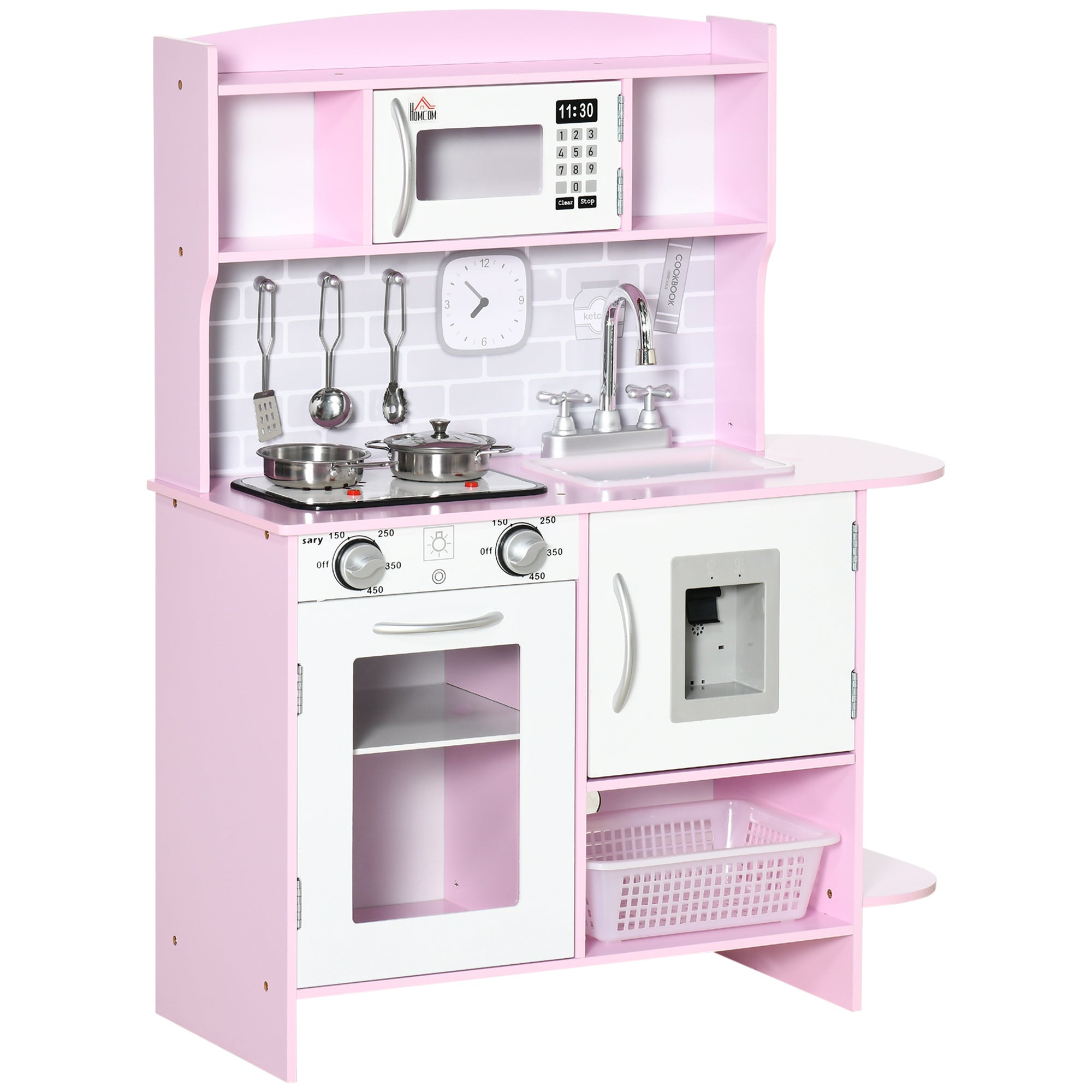 Kitchen Set for Kids W/ Lights Sounds, Microwave, Sink, for Aged 3-6 HOMCOM