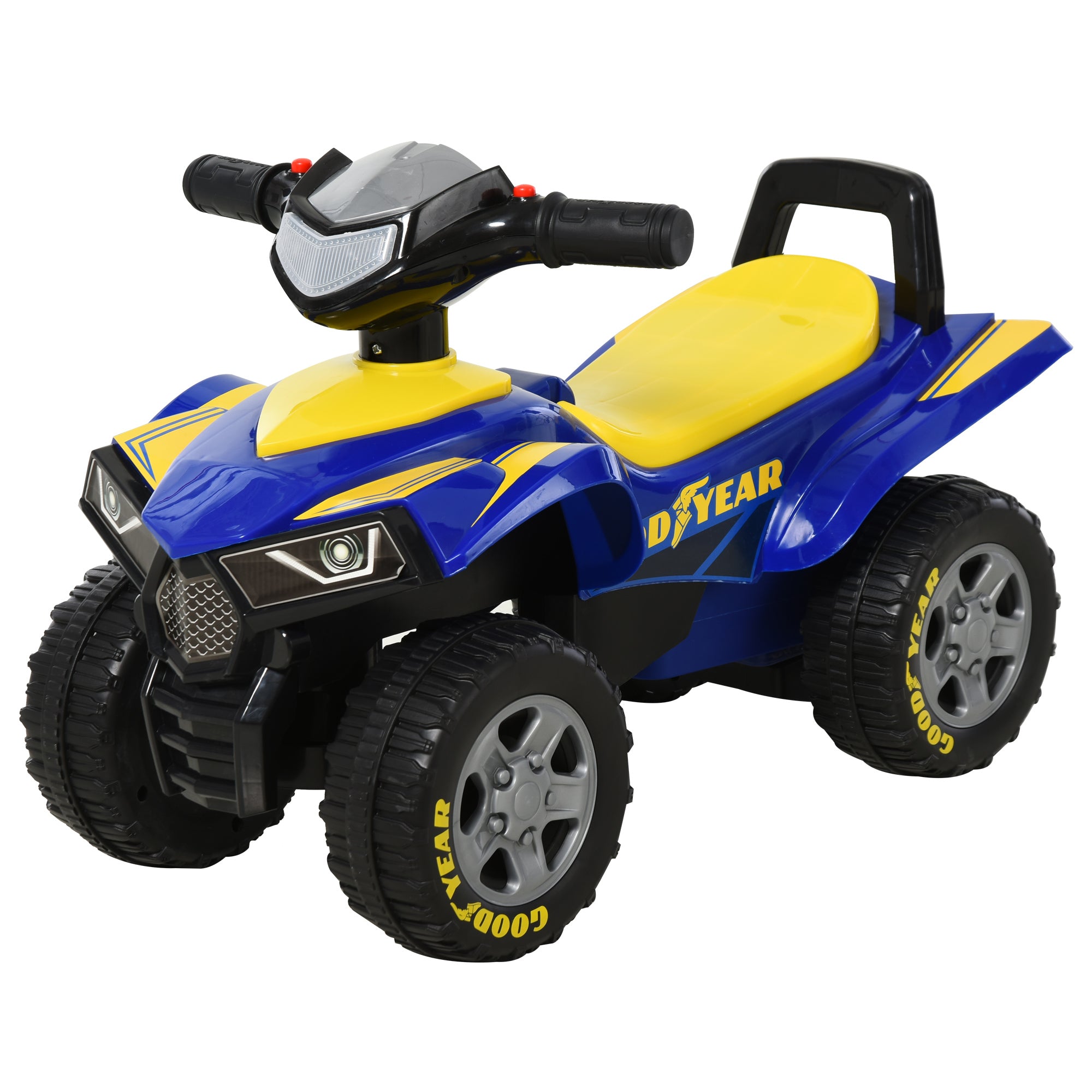 Goodyear Baby Quad Ride-On Walker w/ Lights Horn Storage 18-36 Months HOMCOM