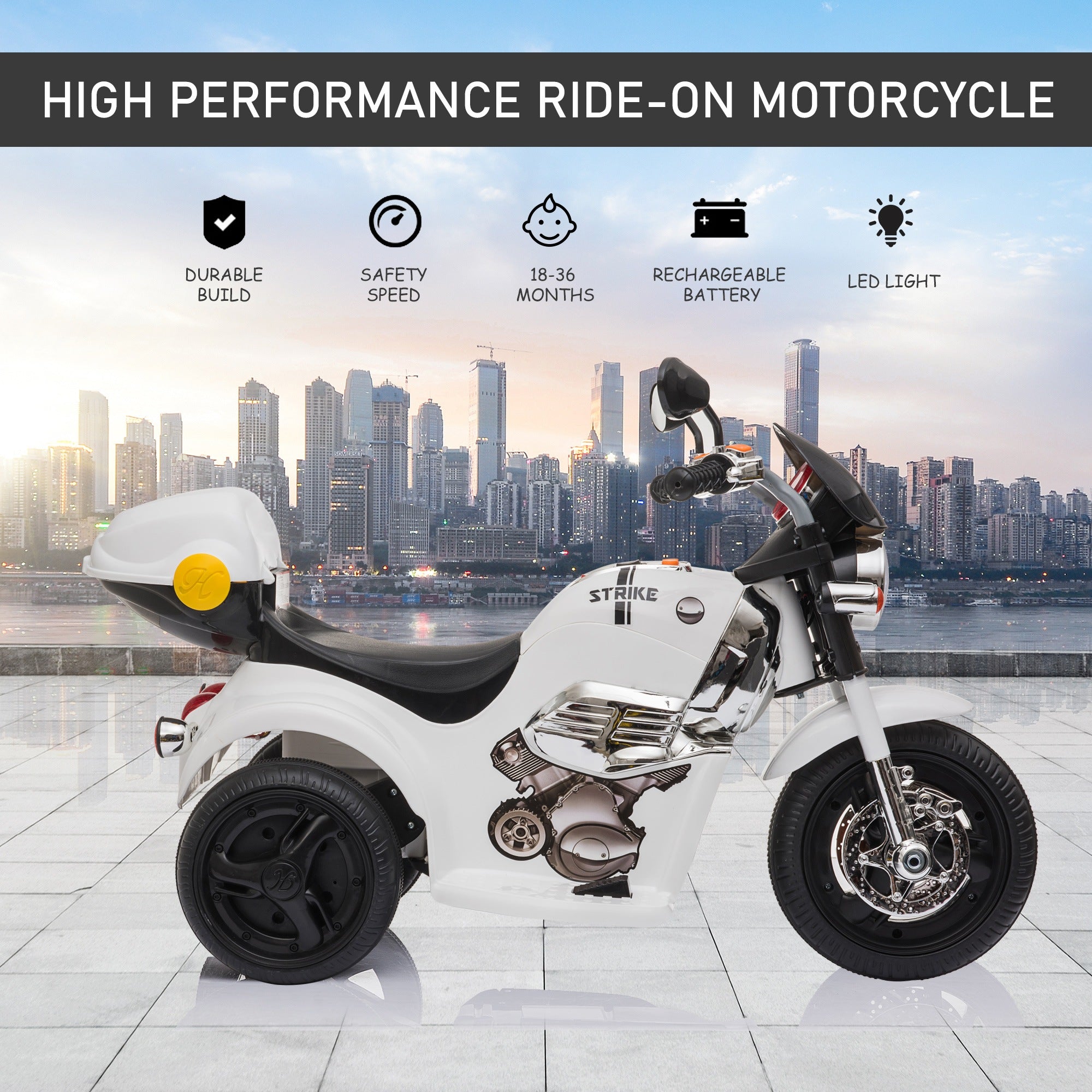3km/h Electric Motorbike Ride On Lights Music Horn Storage 18-36 month