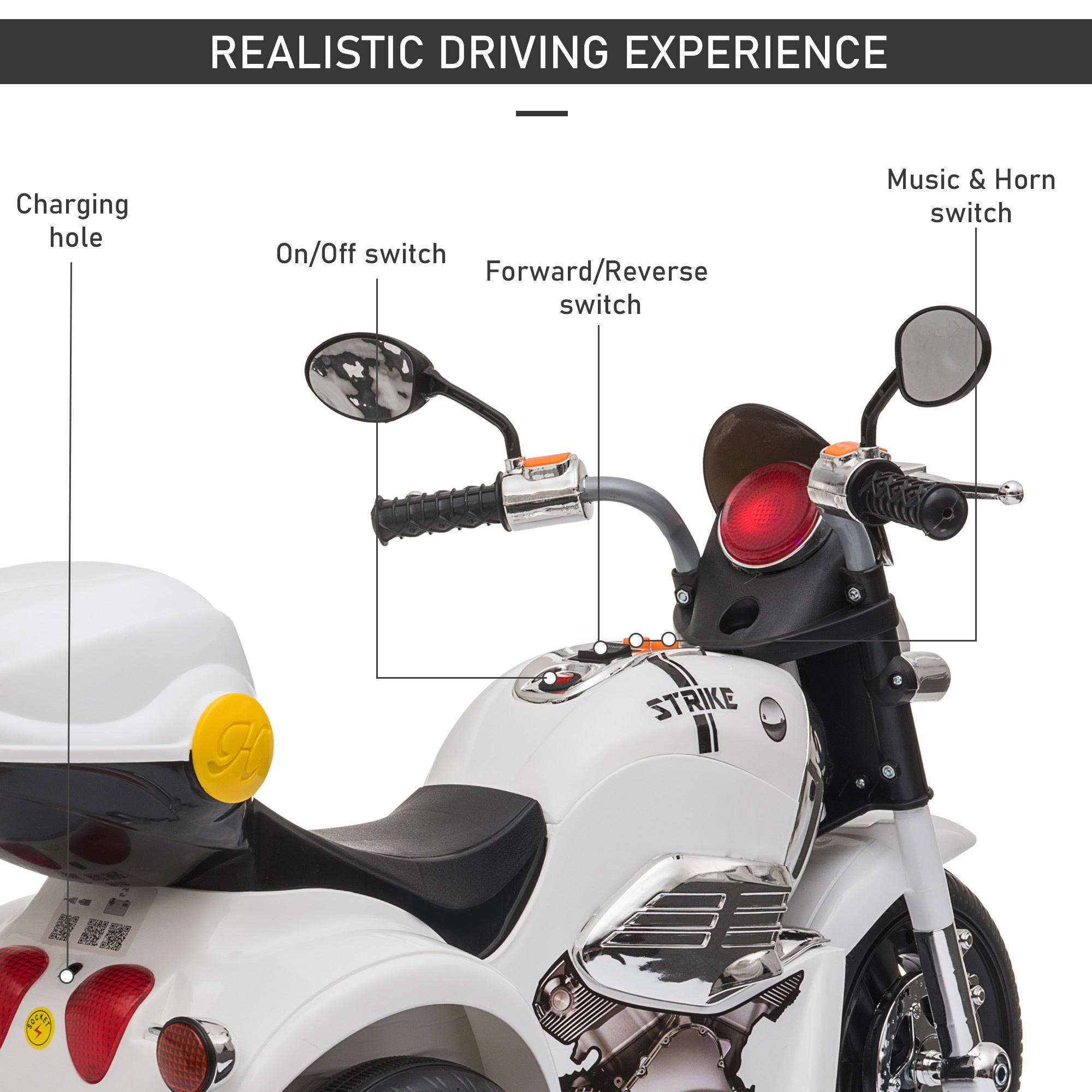 3km/h Electric Motorbike Ride On Lights Music Horn Storage 18-36 month