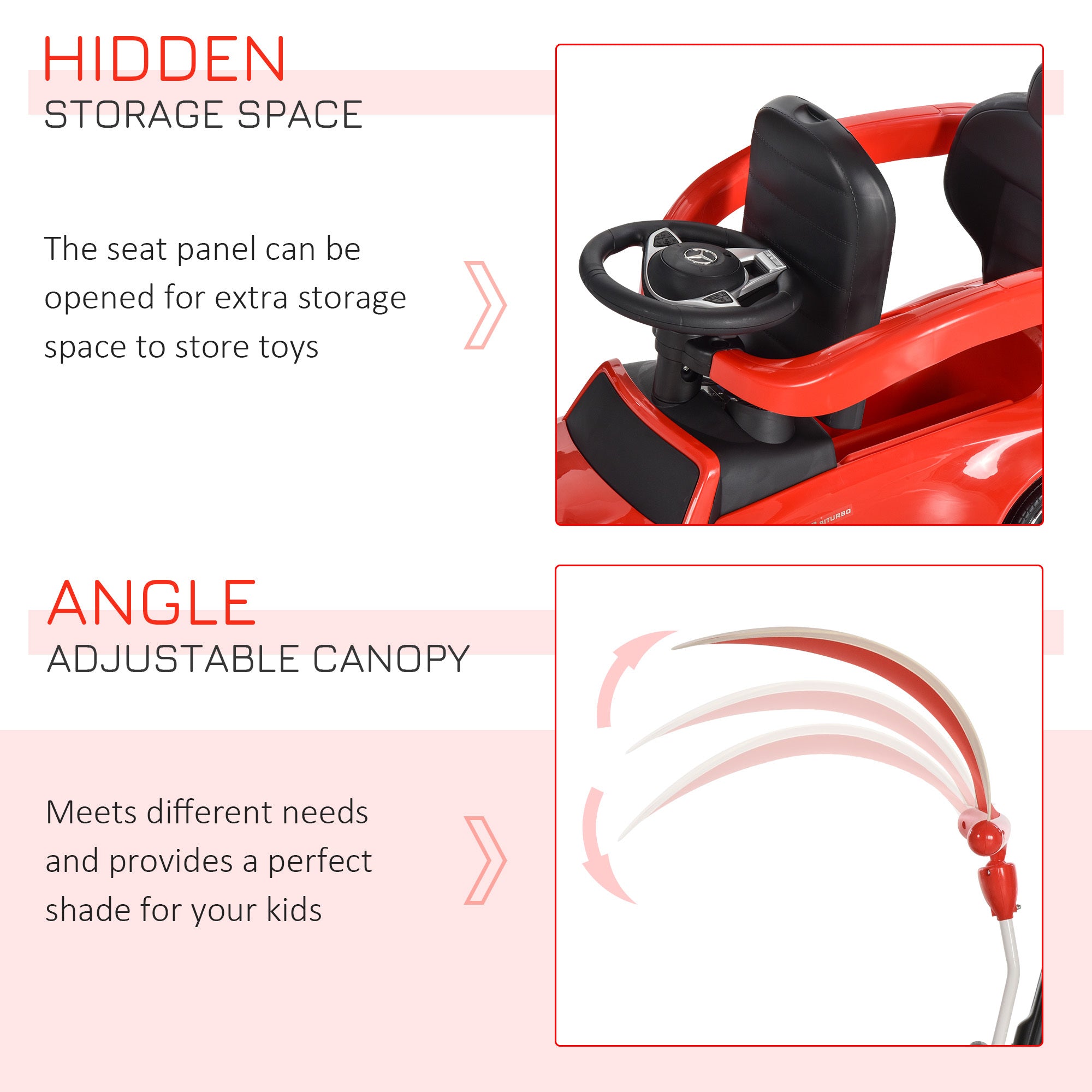 3 in 1 Ride on Push Car for Toddlers Stroller Sliding Car Toy 1-3 Years HOMCOM