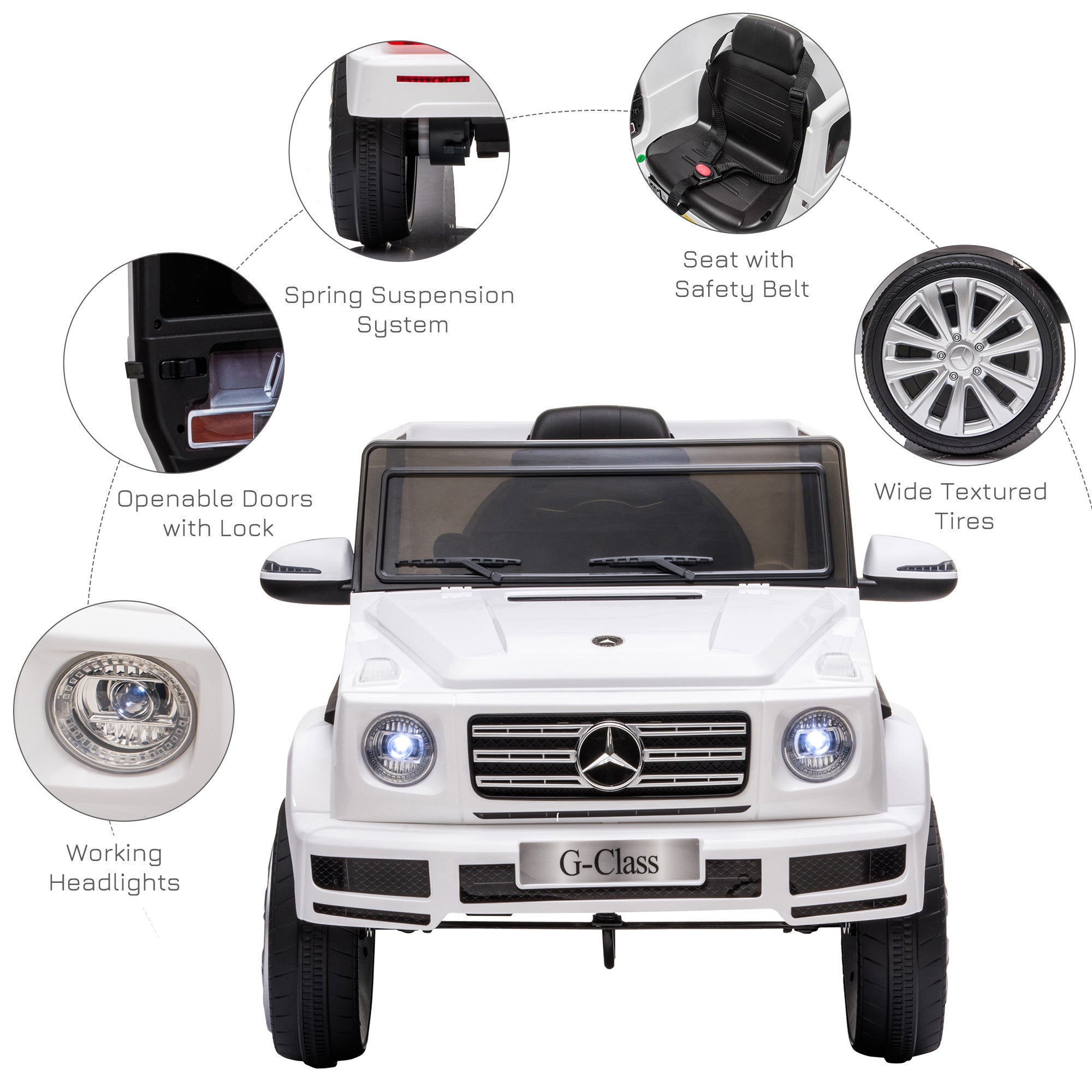 Mercedes Benz G500 12V Kids Electric Ride On Car Remote Control White HOMCOM