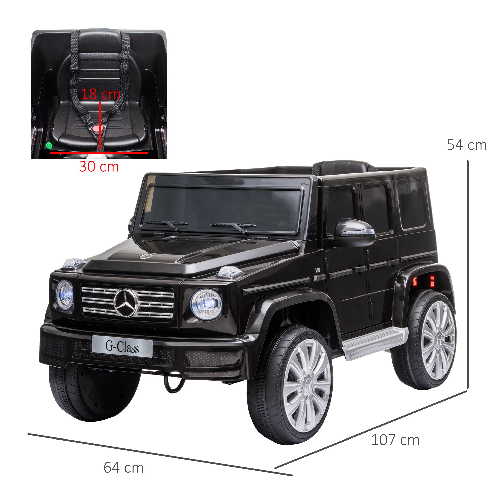 Mercedes Benz G500 12V Kids Electric Ride On Car Remote Control Black HOMCOM