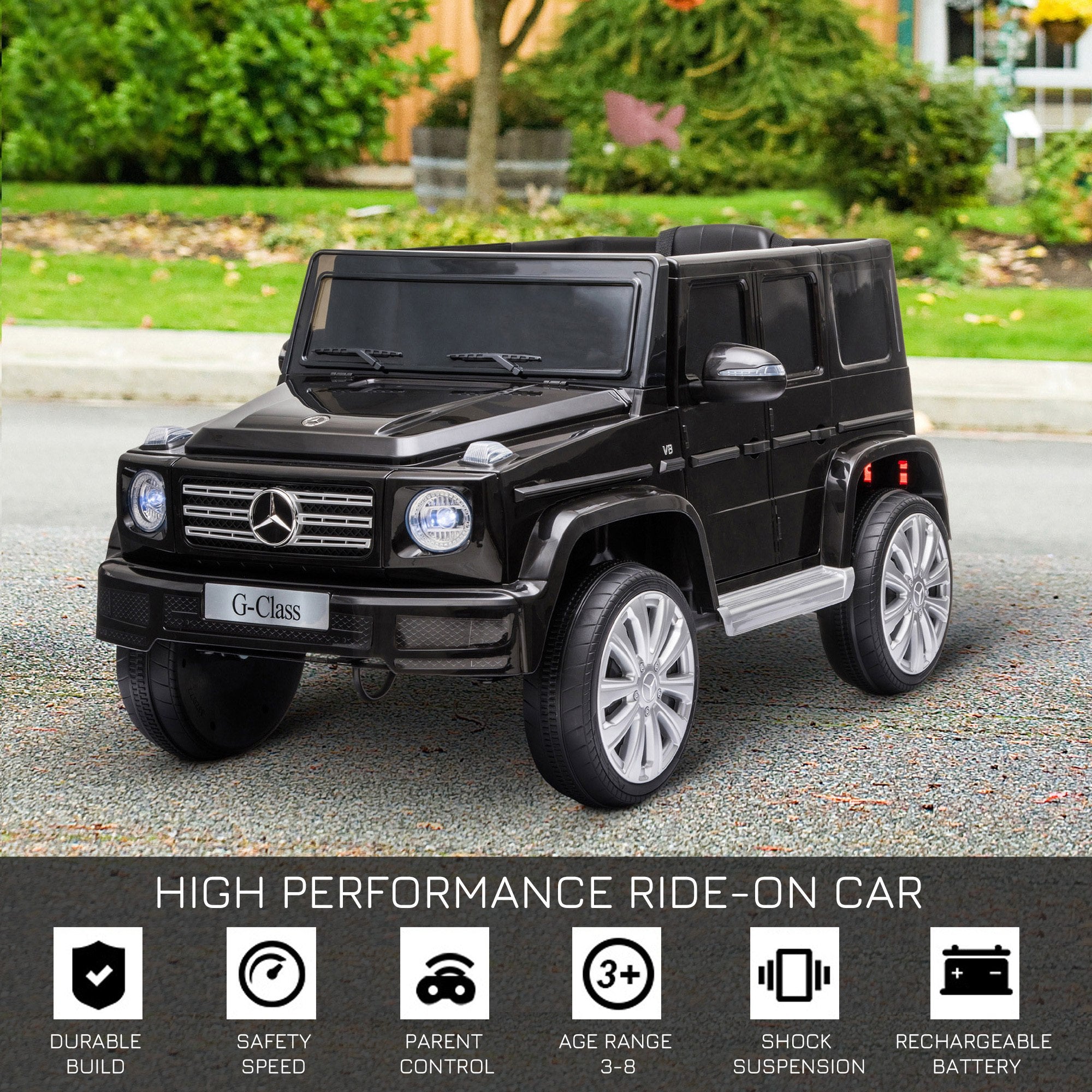 Mercedes Benz G500 12V Kids Electric Ride On Car Remote Control Black HOMCOM