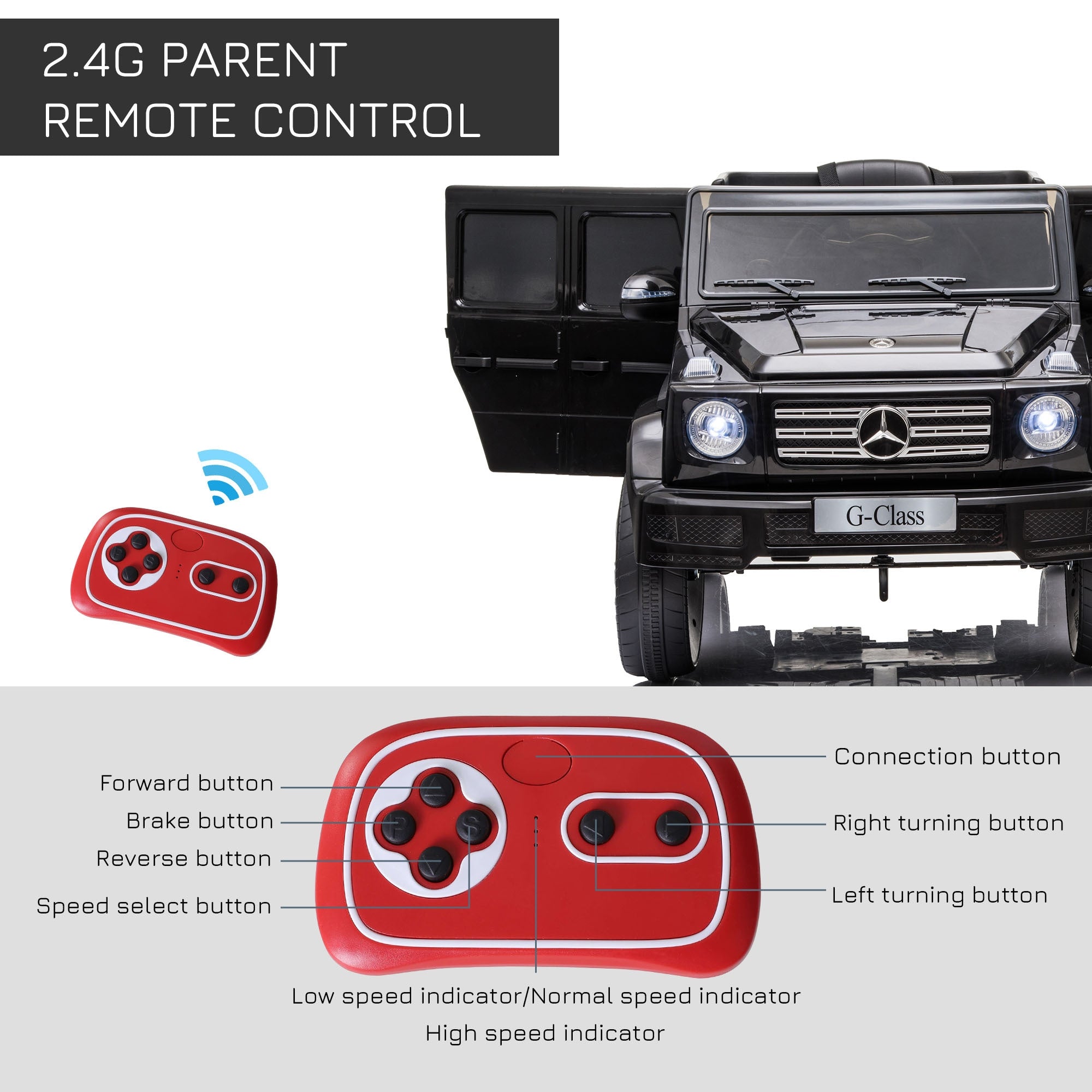 Mercedes Benz G500 12V Kids Electric Ride On Car Remote Control Black HOMCOM