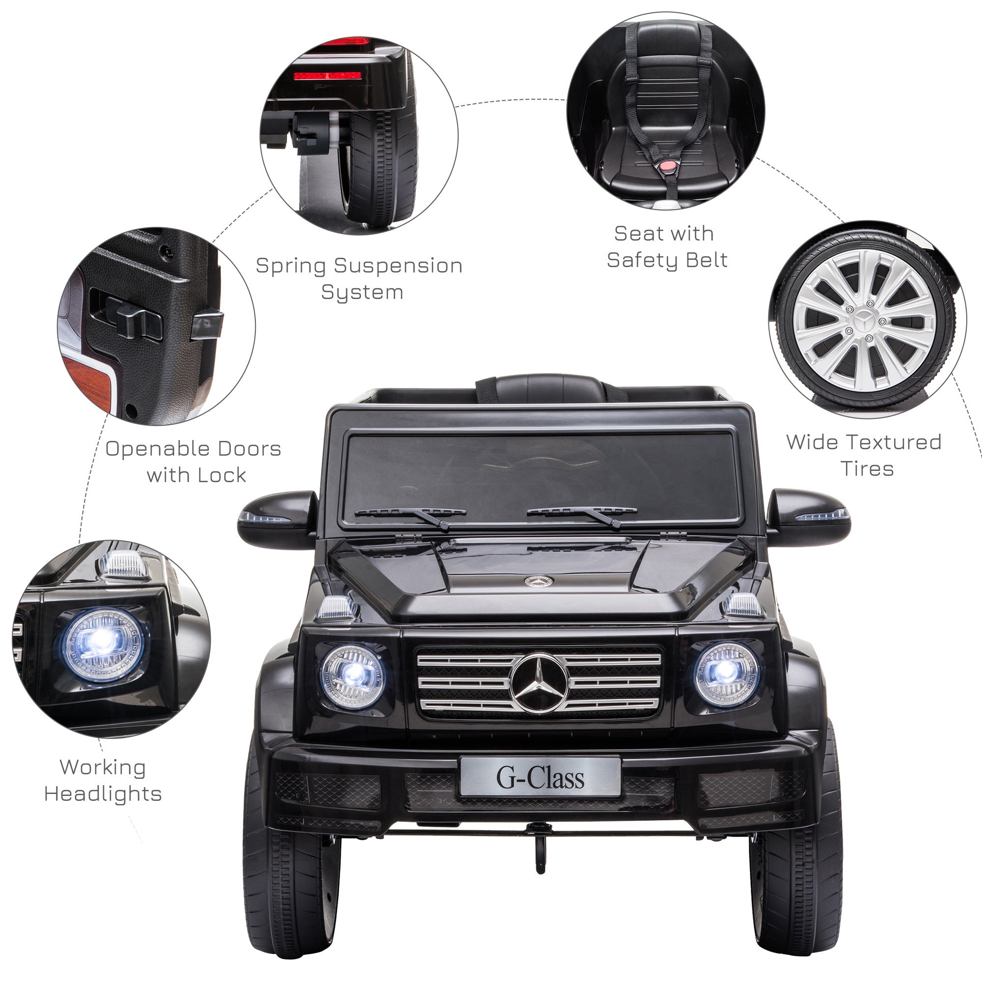 Mercedes Benz G500 12V Kids Electric Ride On Car Remote Control Black HOMCOM