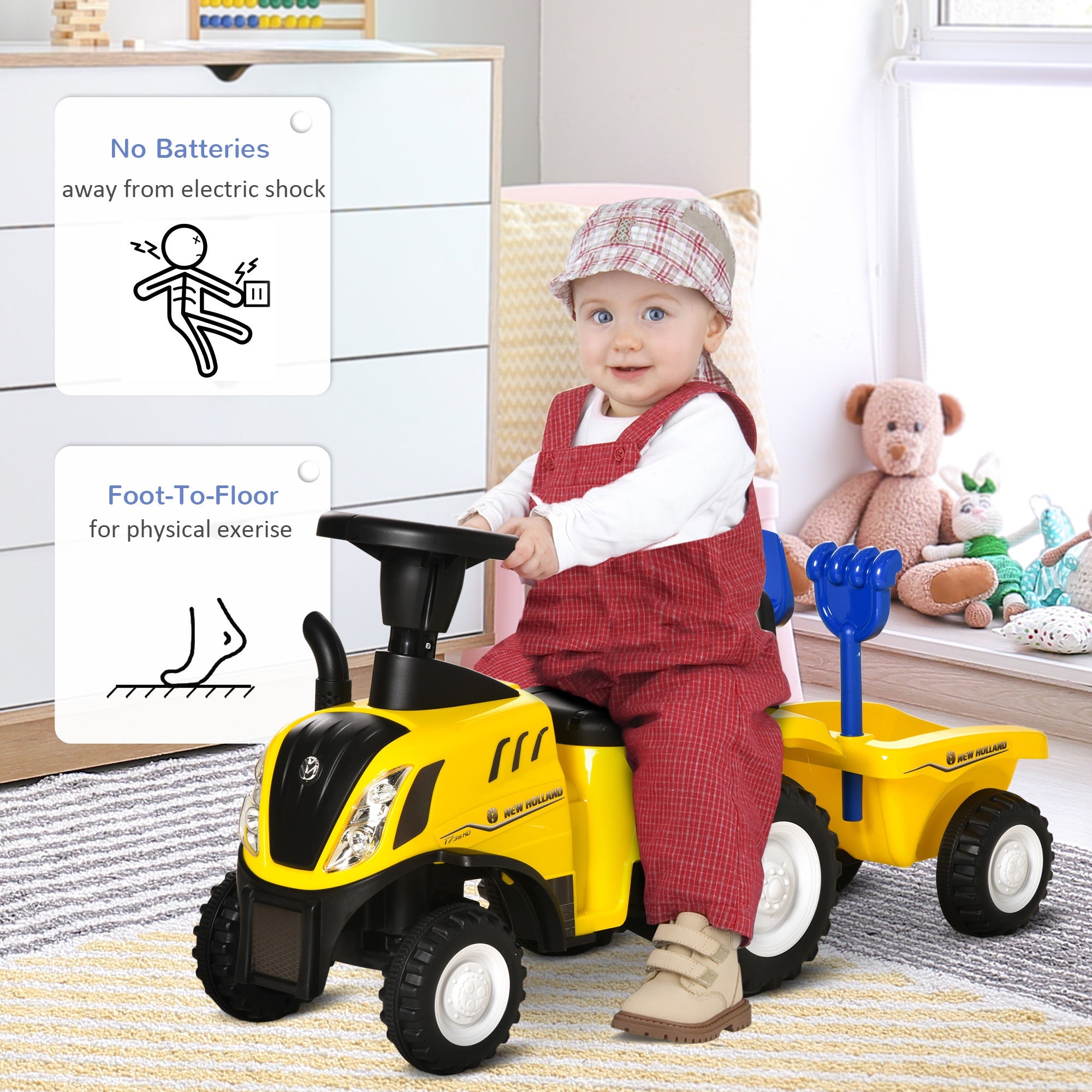 Ride On Tractor Toddler Walker Foot To Floor Slider 12-36 Months Yellow HOMCOM