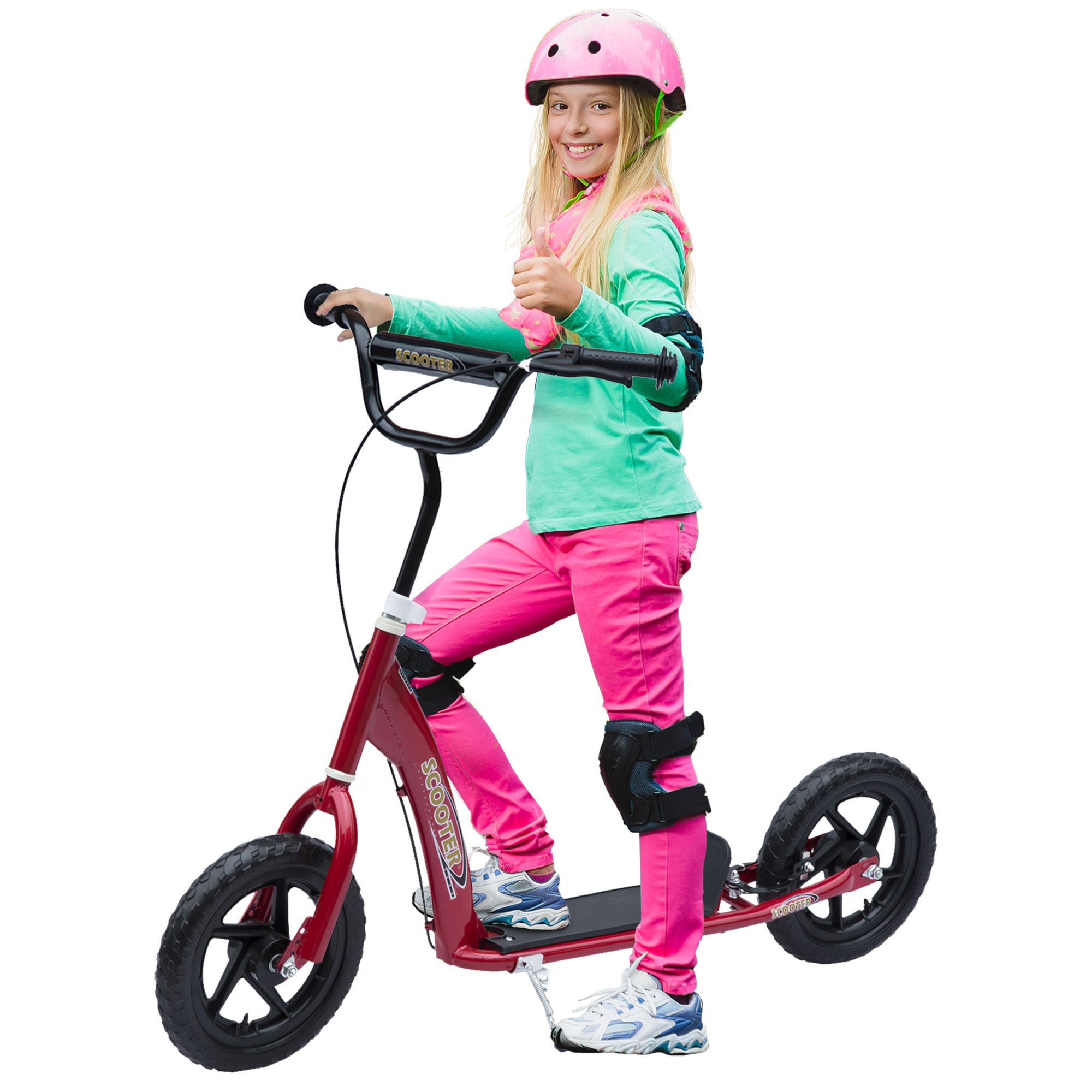 Push Scooter Teen Kids Stunt Bike Ride On with 12" EVA Tyres, Red HOMCOM