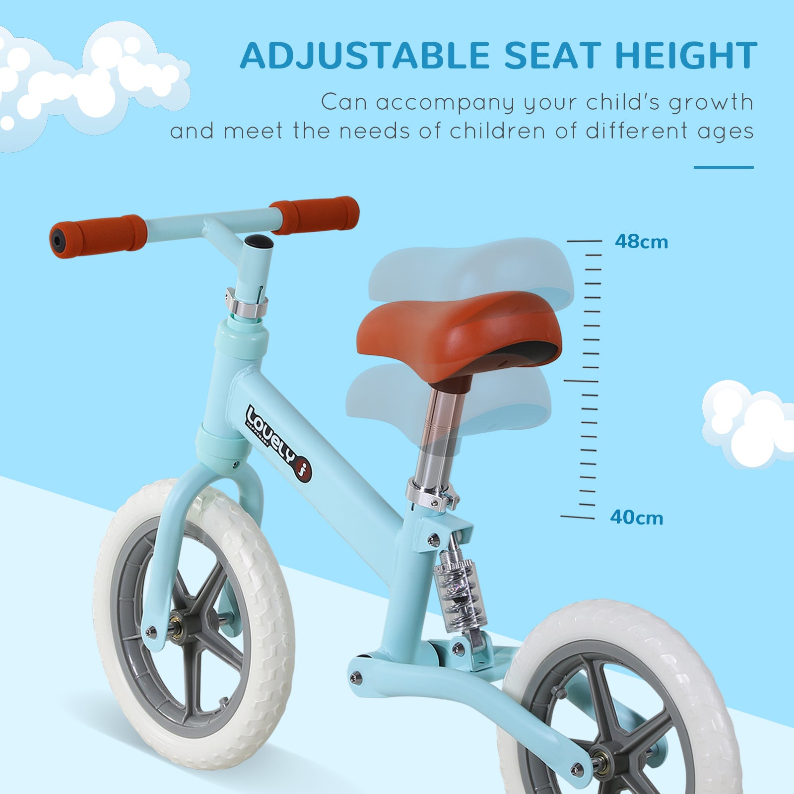 Kid Balance Bike ChildrenBicycle Adjustable Seat 2-5 Years No Pedal HOMCOM
