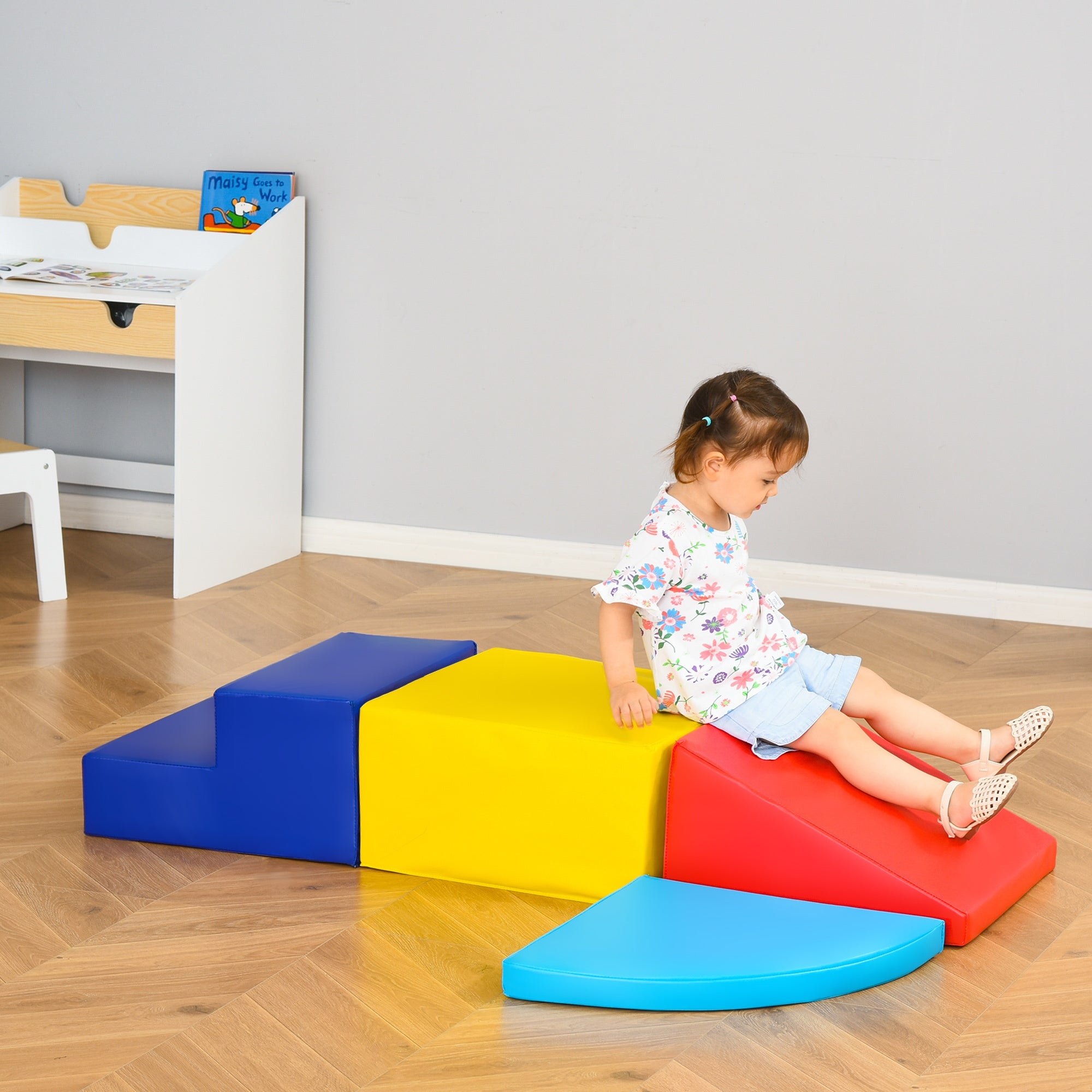 HOMCOM 4-piece Soft Play Set Climb and Crawl Foam Toddler Activity Toys