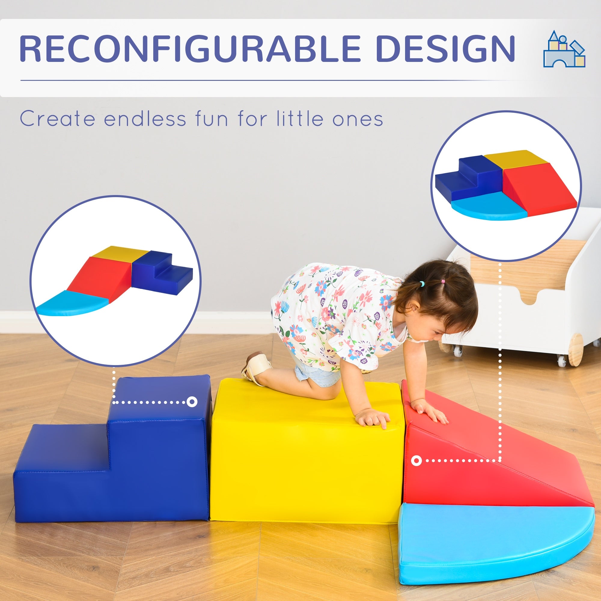 HOMCOM 4-piece Soft Play Set Climb and Crawl Foam Toddler Activity Toys