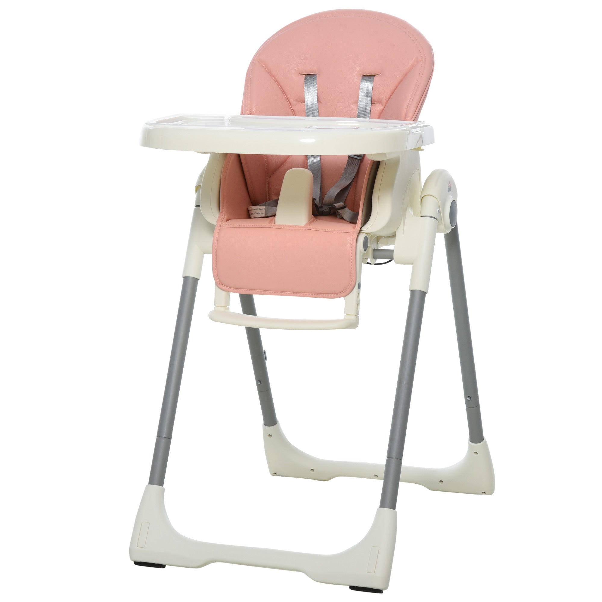 Foldable Baby High Chair Toddler Height Back Footrest Adjustable Pink HOMCOM