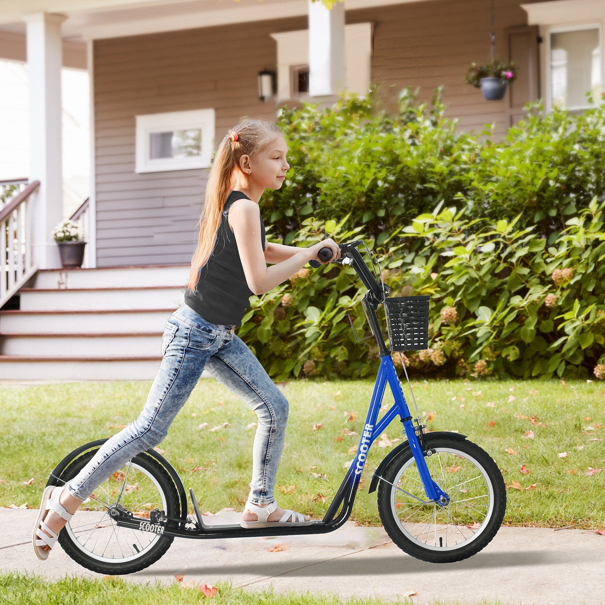 Kids Kick Scooter Teen Ride On Adjustable Children Scooter with Brakes