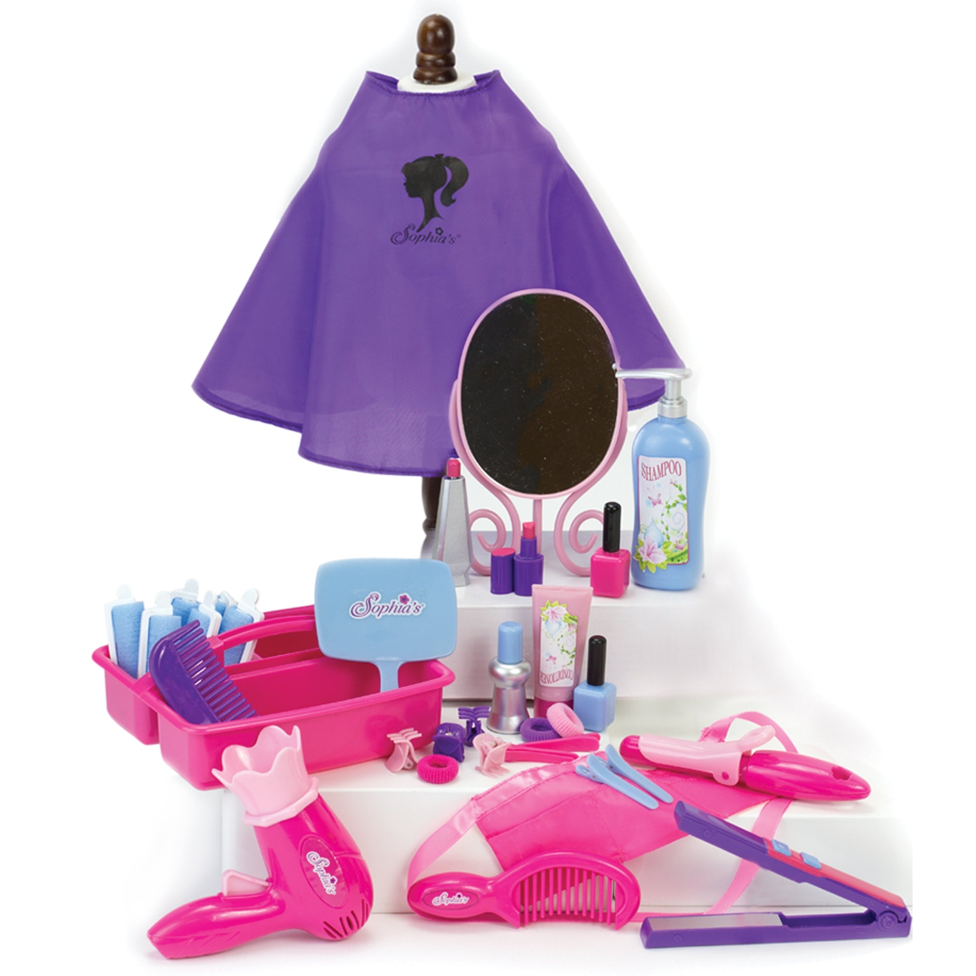 18 Inch Baby Doll 30 Piece Hair Salon Playset Toy Brush, Hair Dryer, Mirror